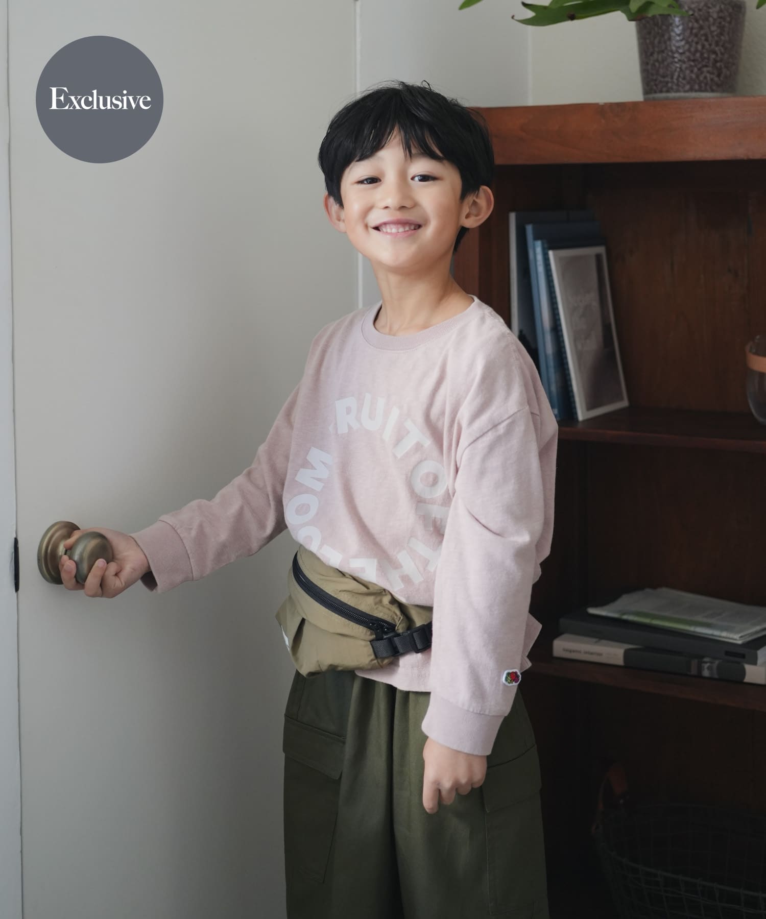 『別注』FRUIT OF THE LOOM×DOORS　サークルロゴ長袖Tシャツ(KIDS)