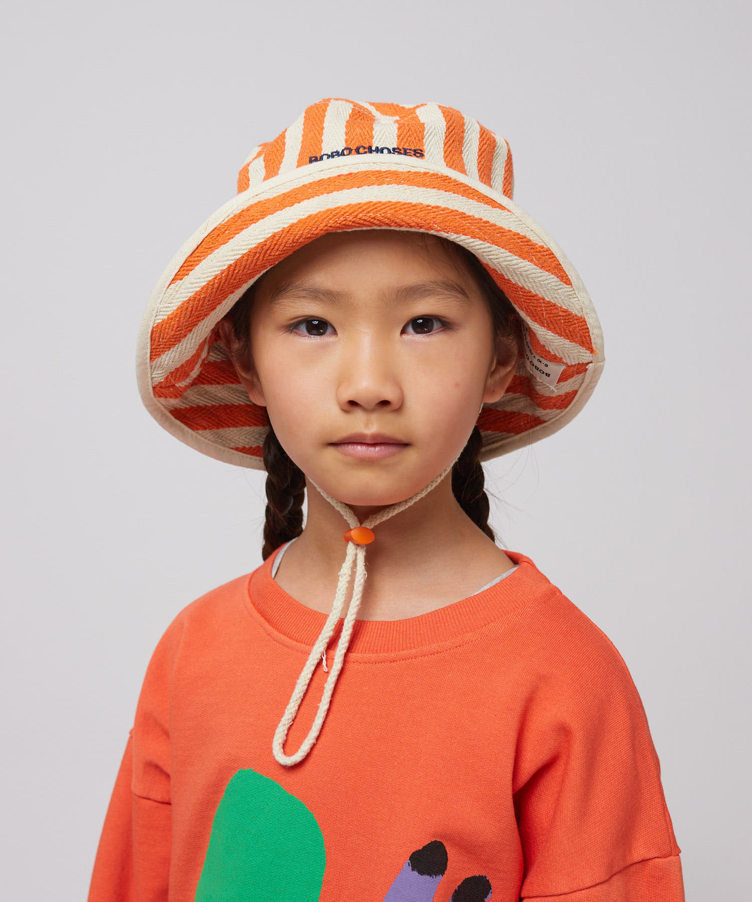 BOBO CHOSES　Striped bucket Hat(KIDS) ORANGE 52