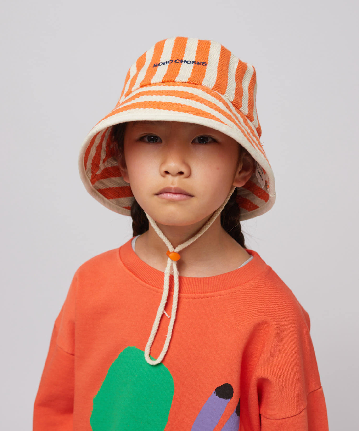 BOBO CHOSES　Striped bucket Hat(KIDS) ORANGE 52