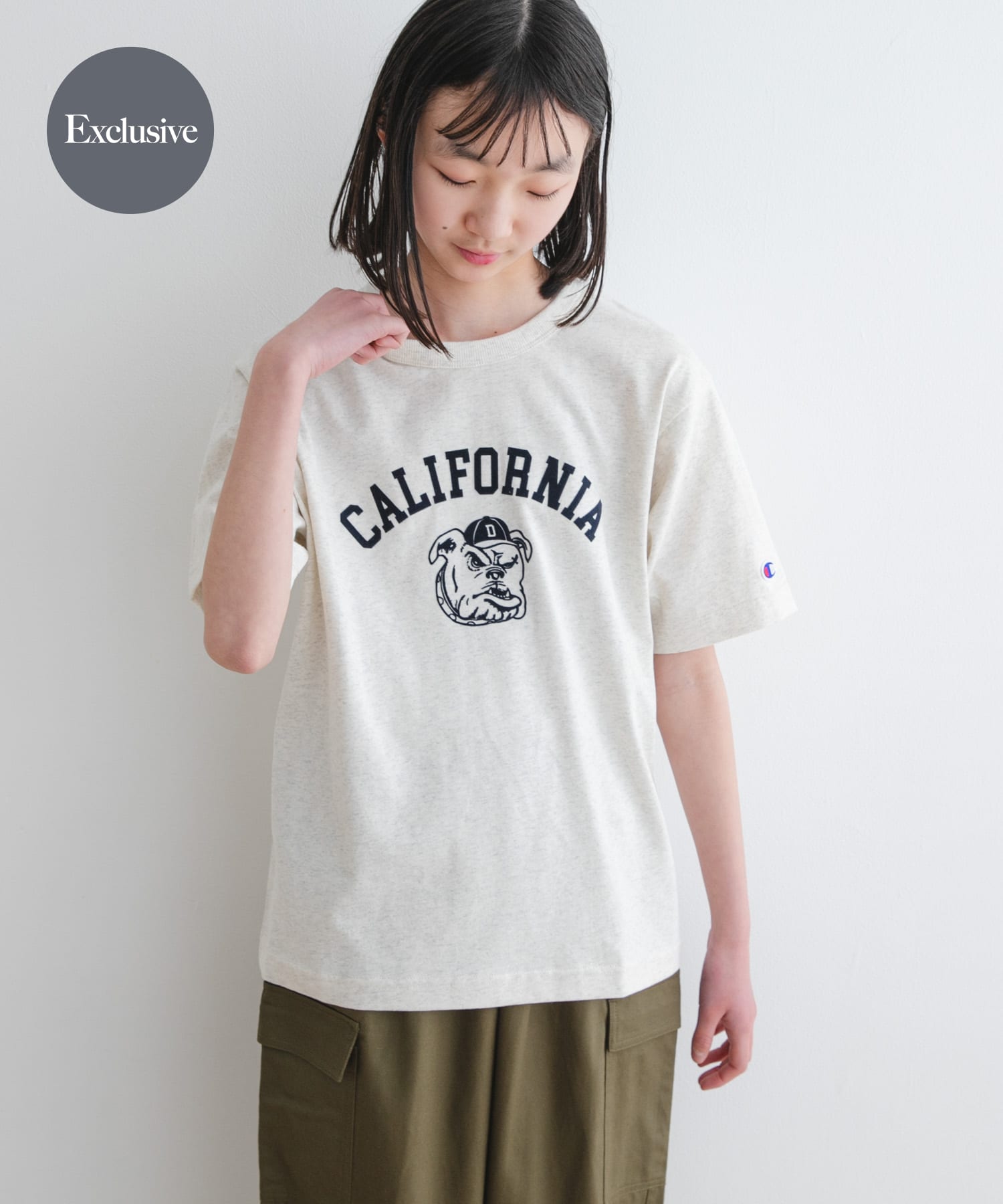 WEB/一部店舗限定』『別注』Champion×DOORS BULLDOG Tシャツ(KIDS)(150
