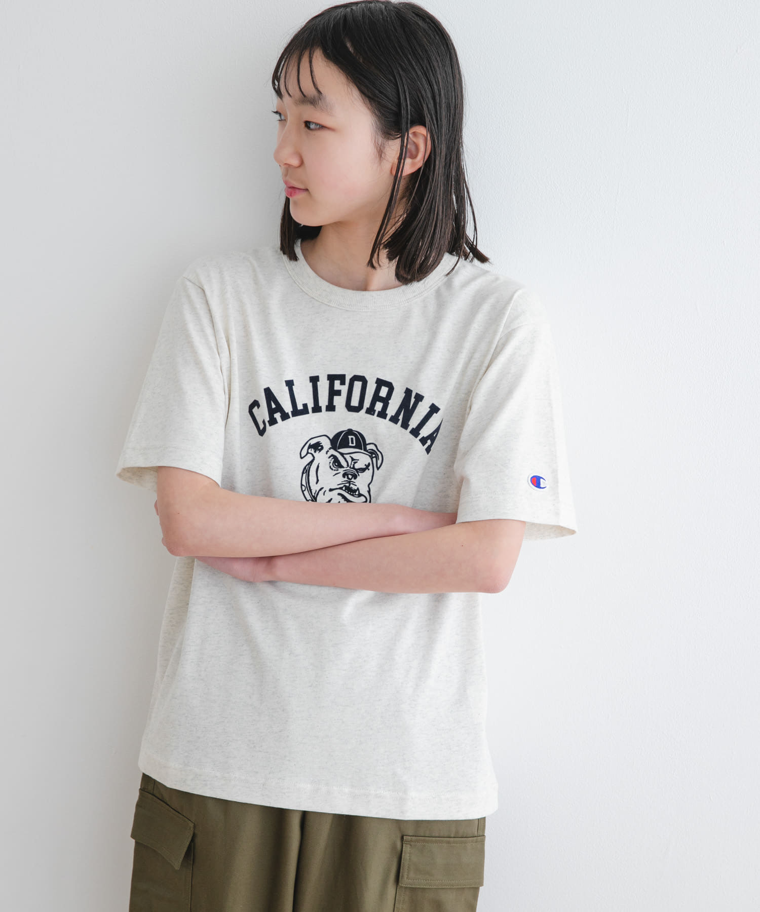 WEB/一部店舗限定』『別注』Champion×DOORS BULLDOG Tシャツ(KIDS)(150