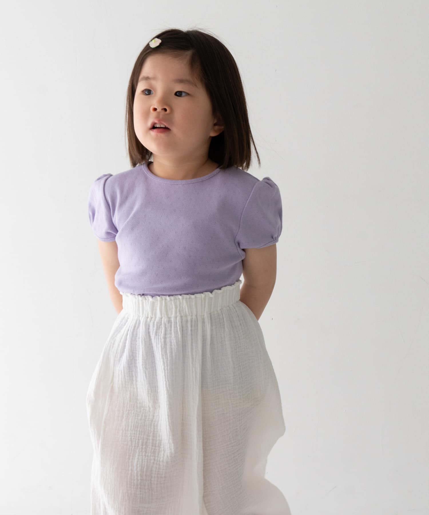 Pippi+Lotta　Eyelet puff  T-shirts(KIDS) Lilac L