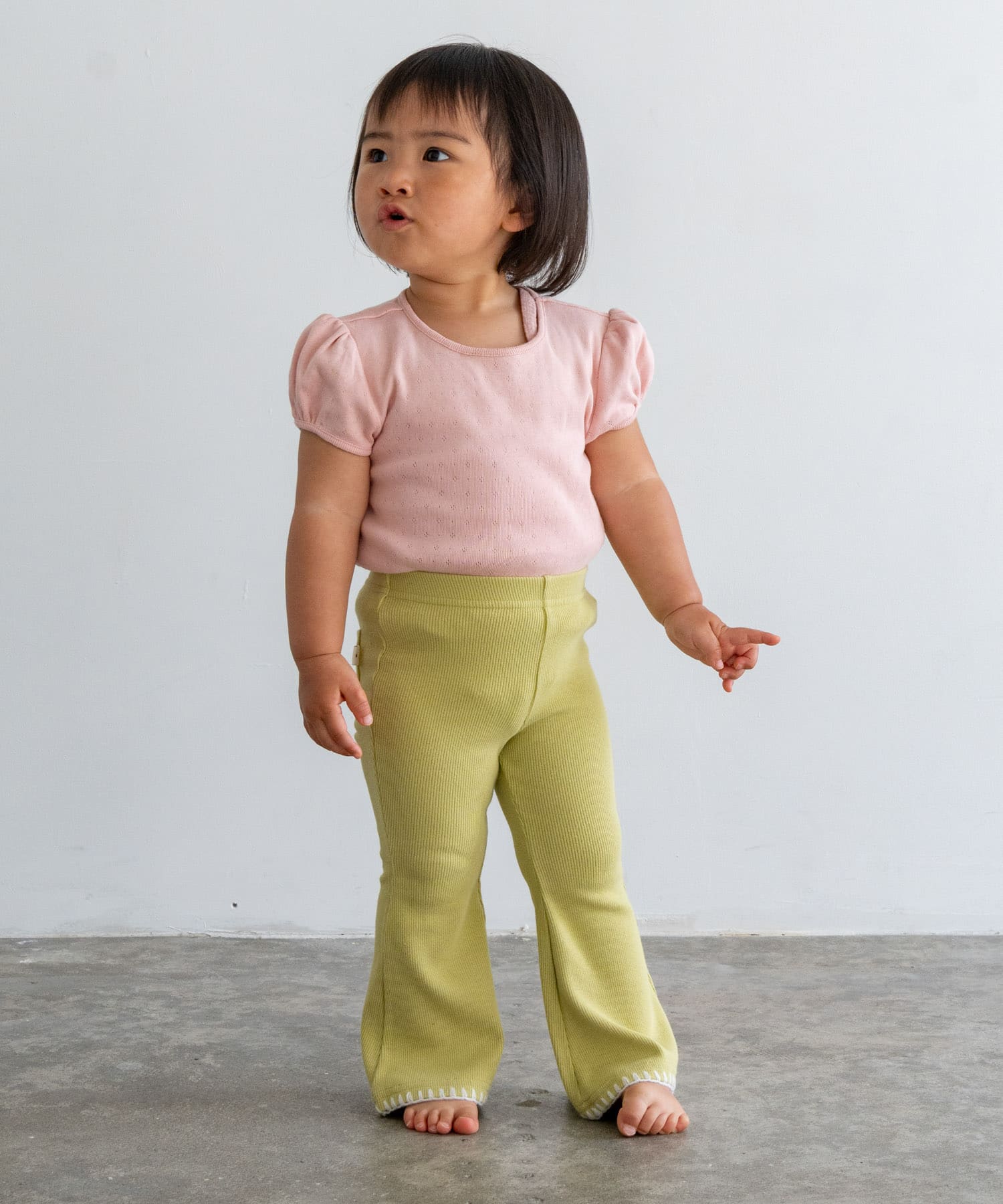 Pippi+Lotta　Eyelet puff  T-shirts(KIDS) Peach L
