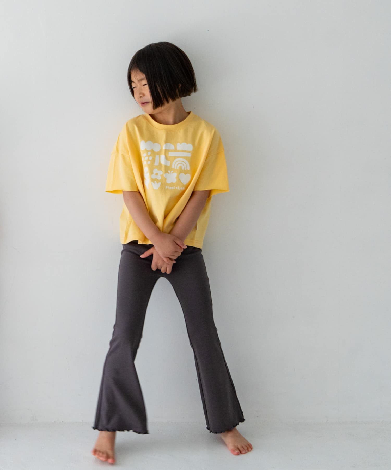 Pippi+Lotta　Flare cotton pants(KIDS) Charcoal M