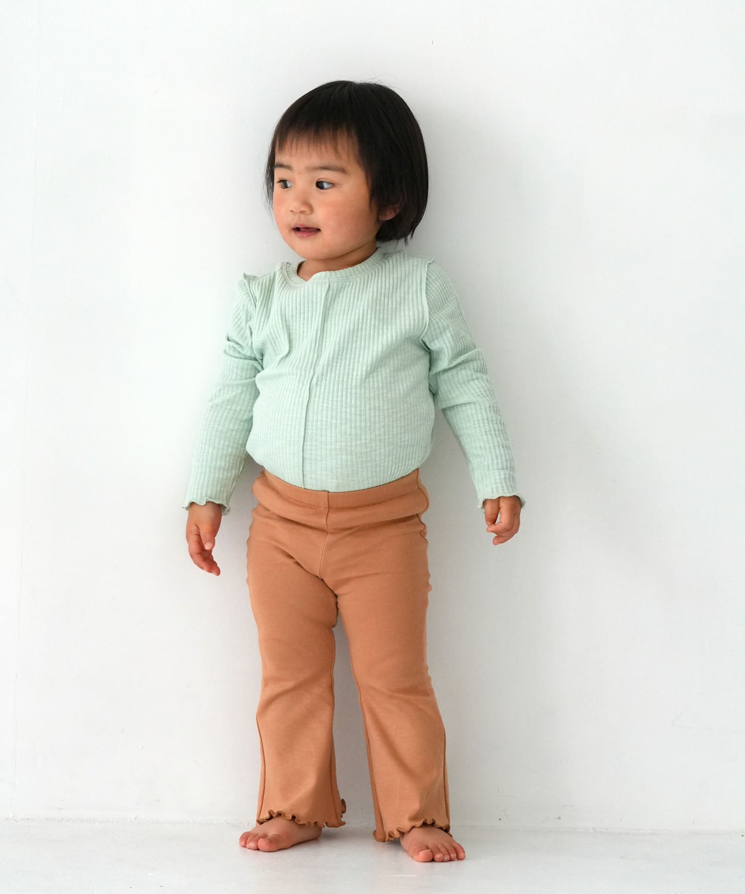 Pippi+Lotta　Flare cotton pants(KIDS) Almond M