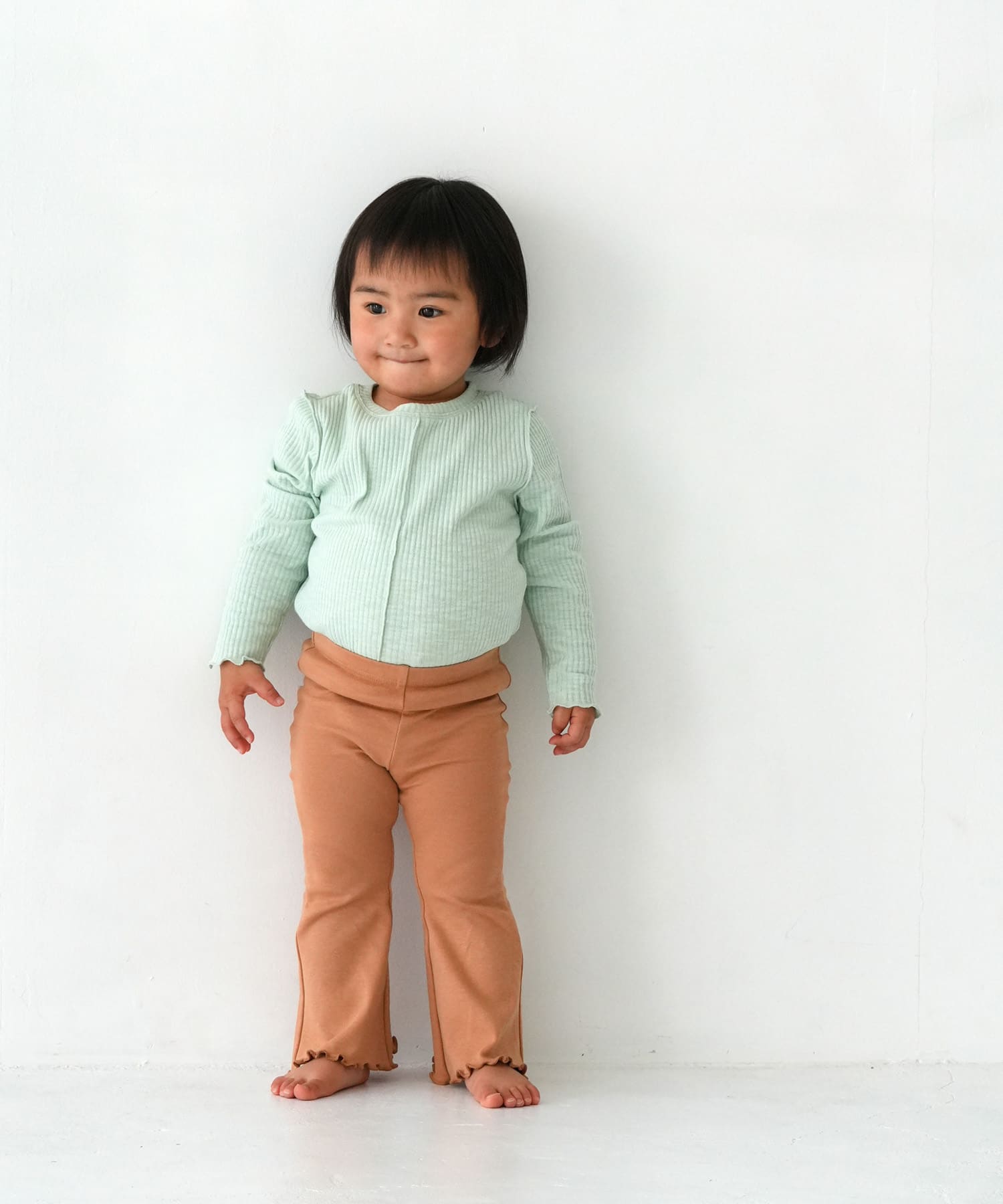 Pippi+Lotta　Flare cotton pants(KIDS) Almond M
