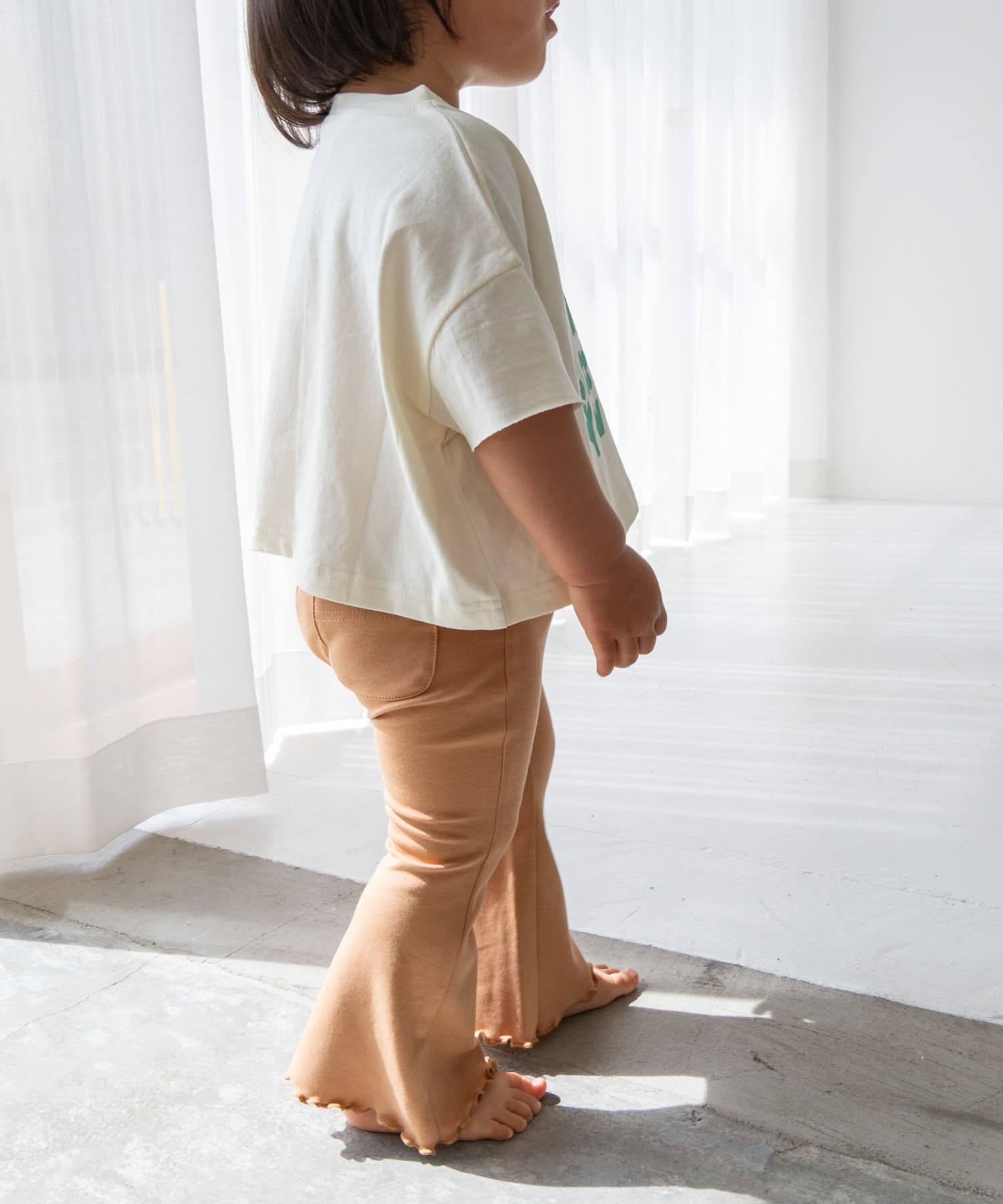 Pippi+Lotta　Flare cotton pants(KIDS) Almond M