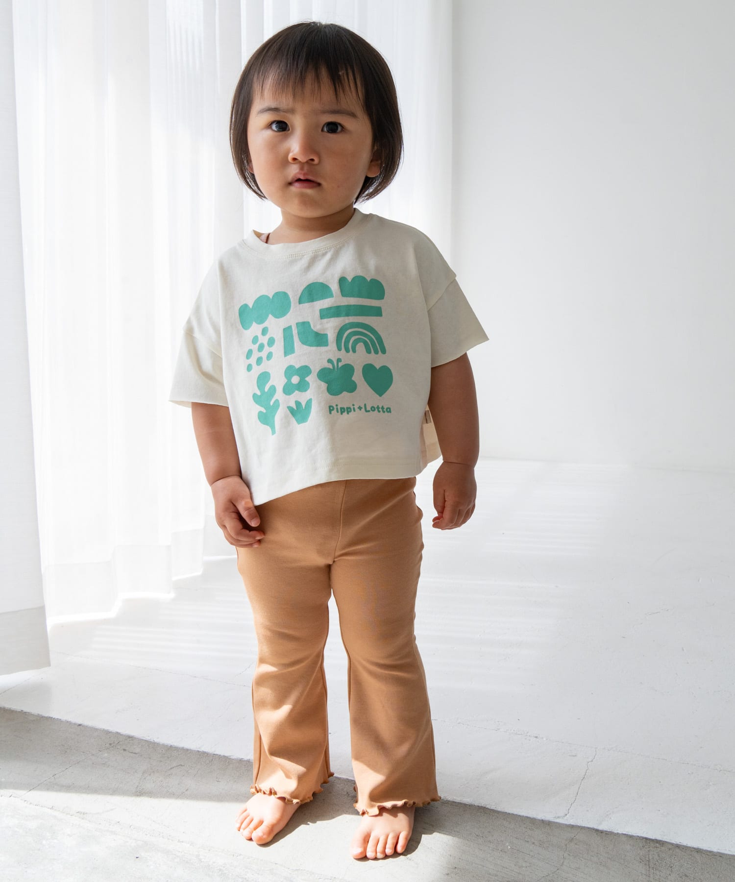 Pippi+Lotta　Flare cotton pants(KIDS) Almond M