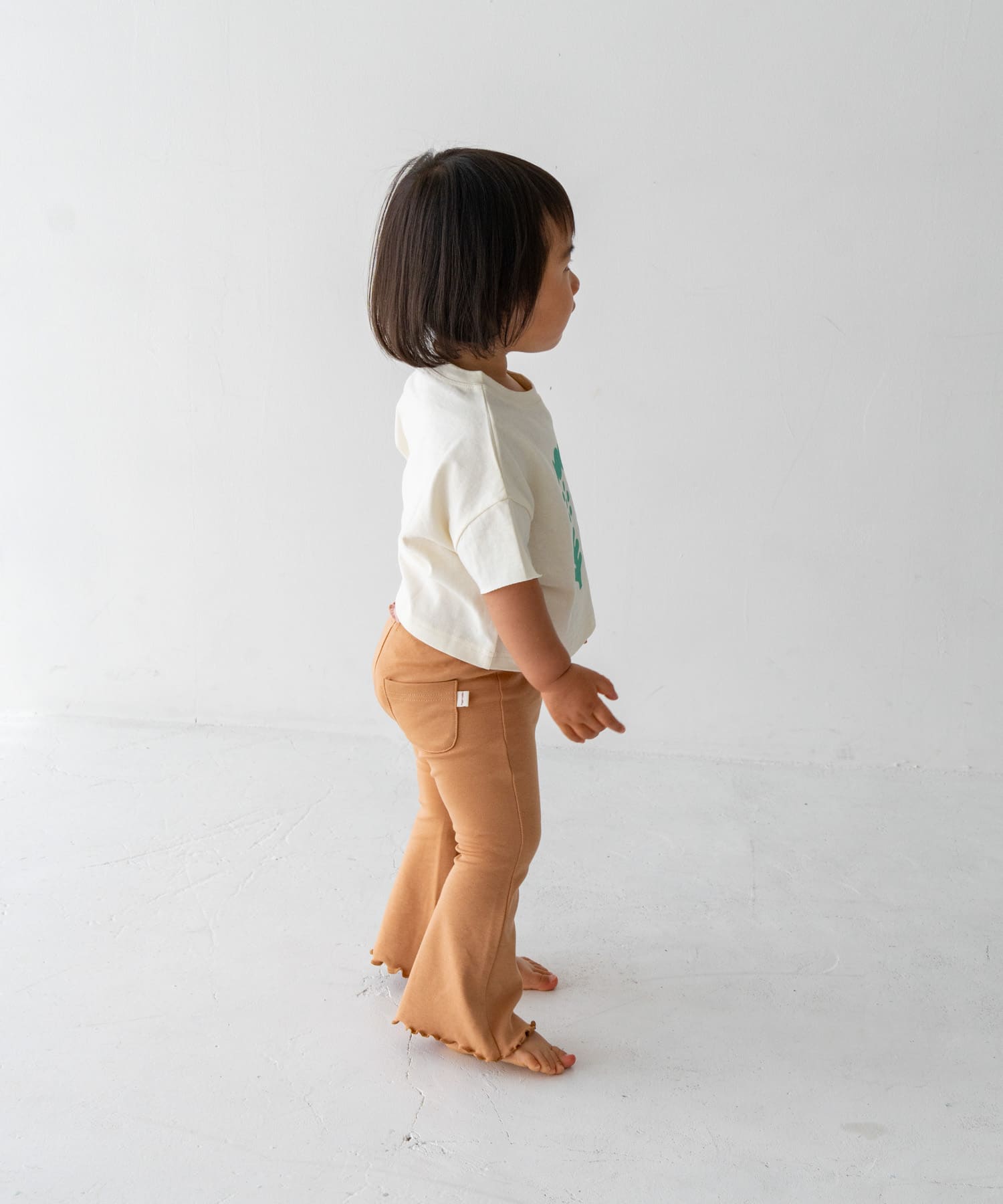 Pippi+Lotta　Flare cotton pants(KIDS) Almond M