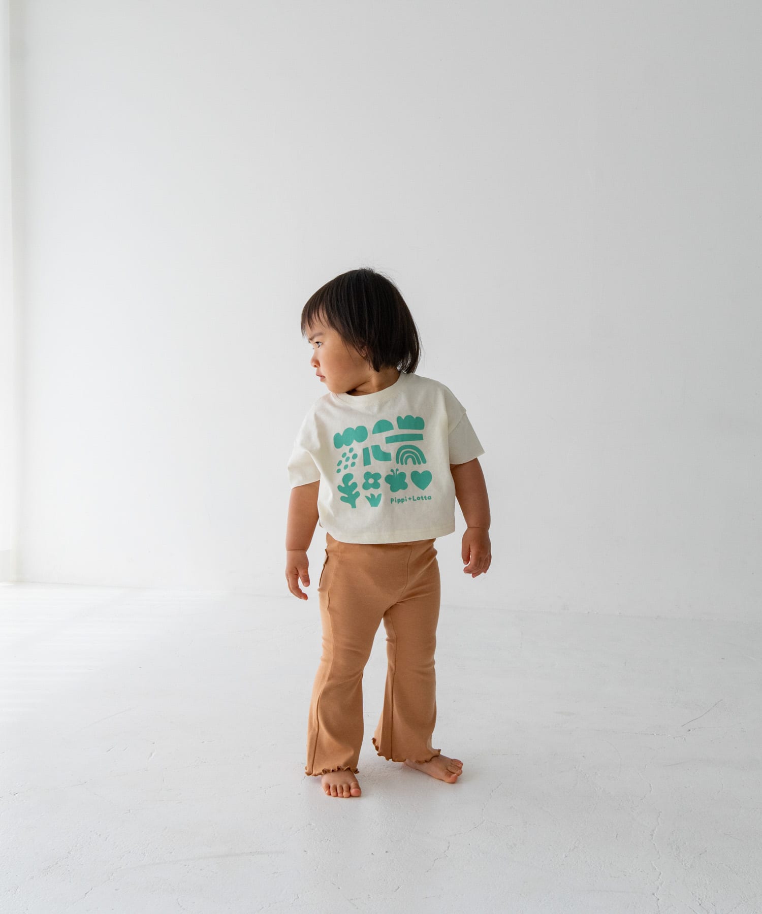 Pippi+Lotta　Flare cotton pants(KIDS) Almond M