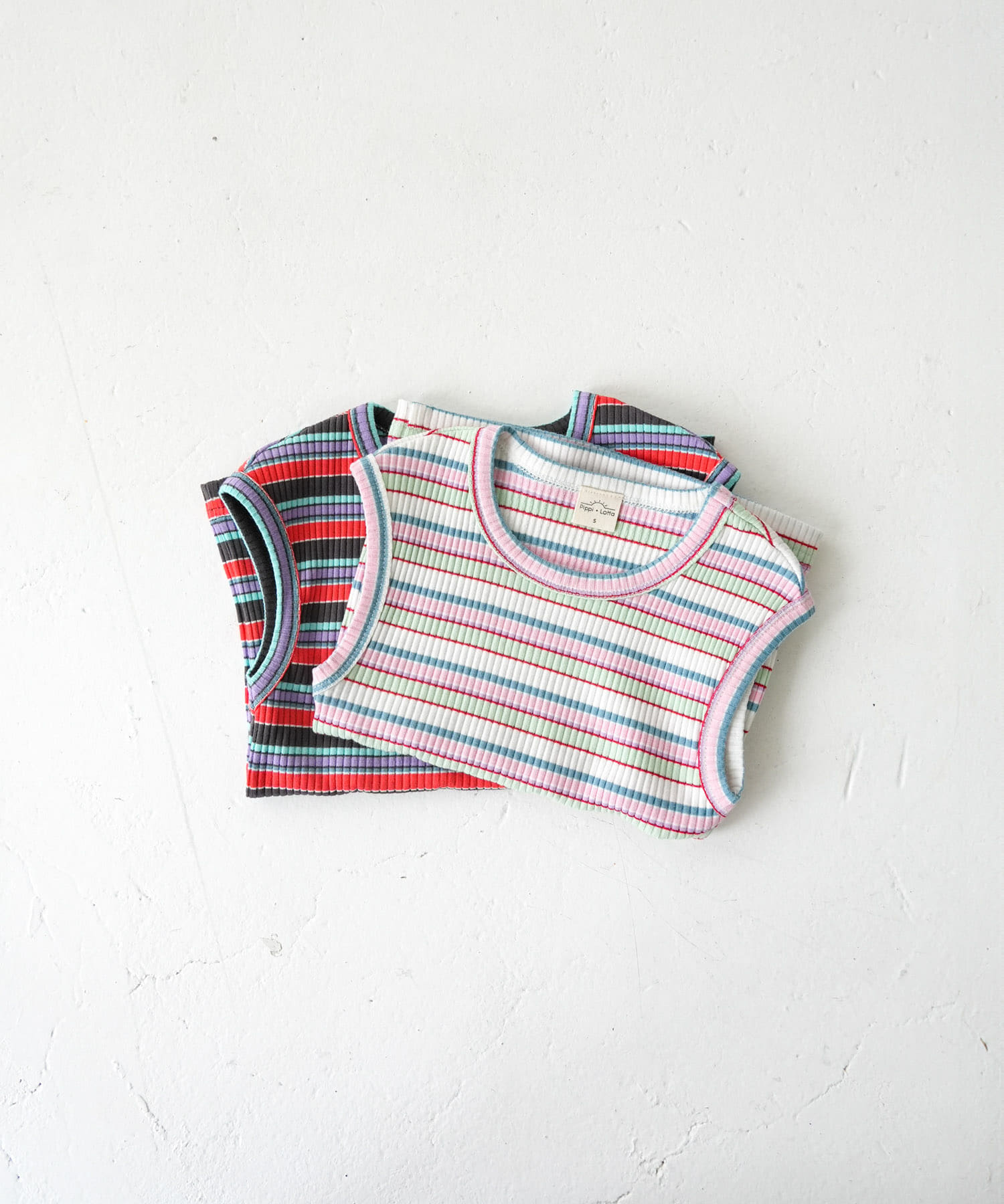 Pippi+Lotta　Multi stripe sleeveless(KIDS) Ivory M