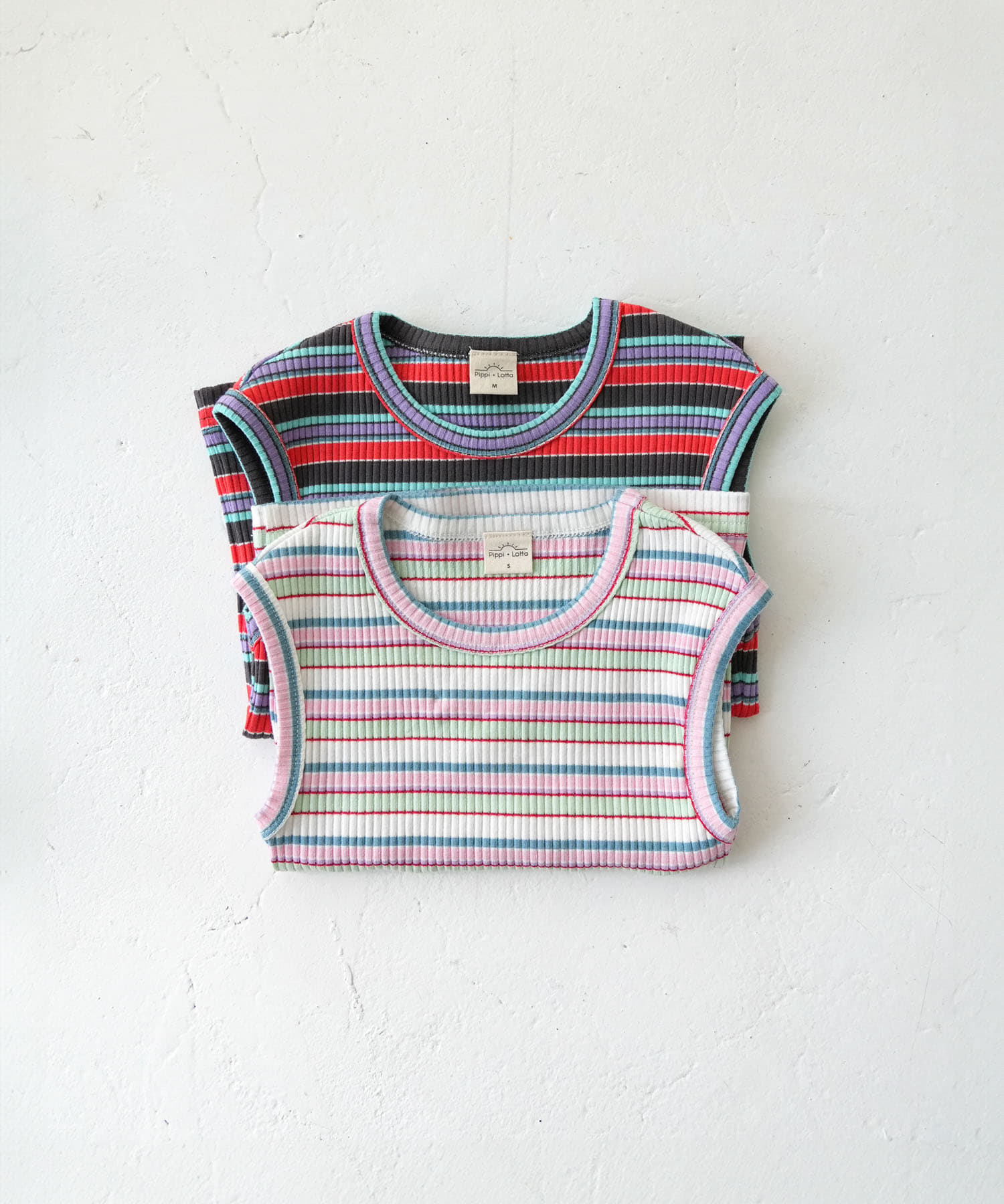 Pippi+Lotta　Multi stripe sleeveless(KIDS) Ivory M