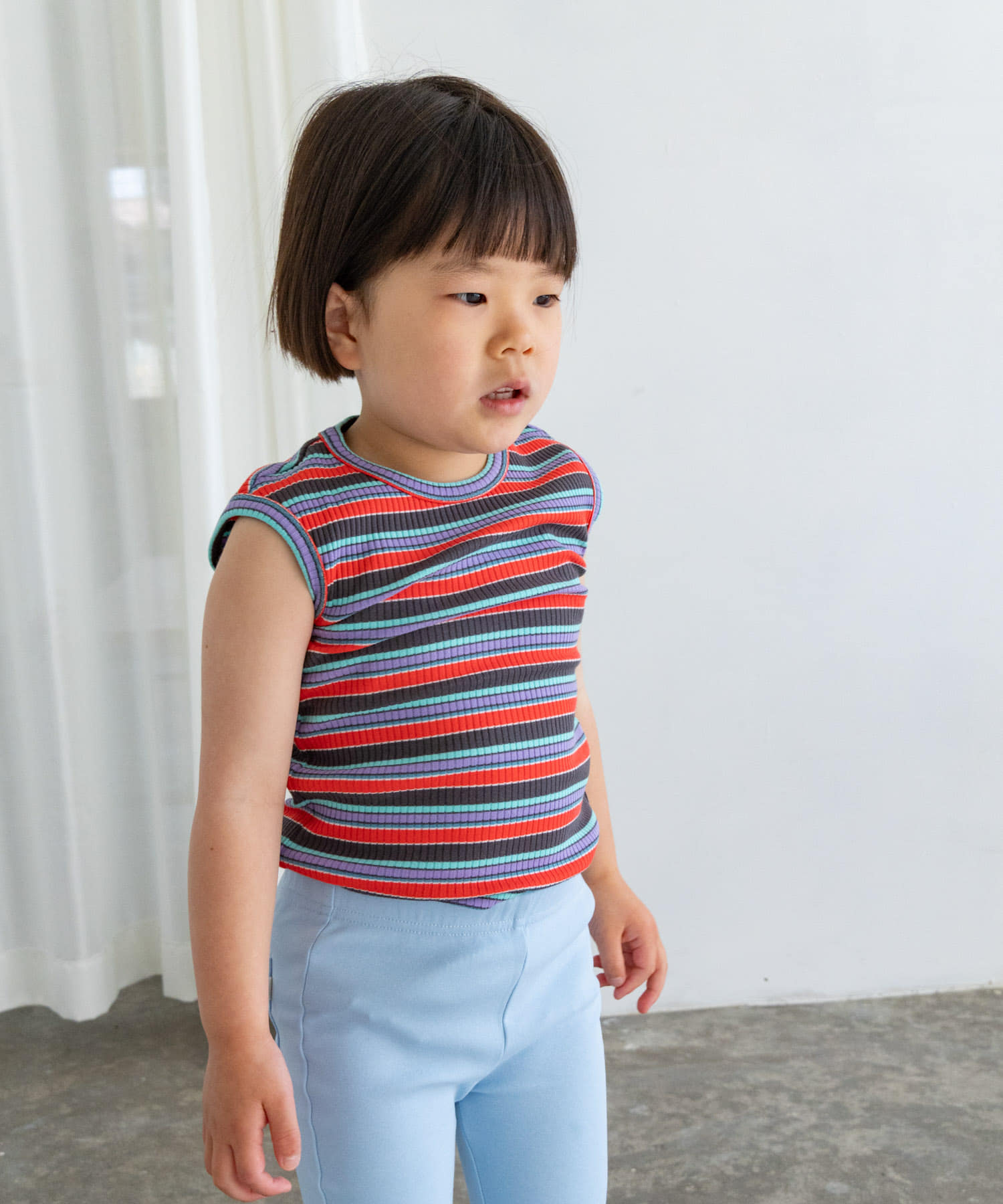 Pippi+Lotta　Multi stripe sleeveless(KIDS) Black M
