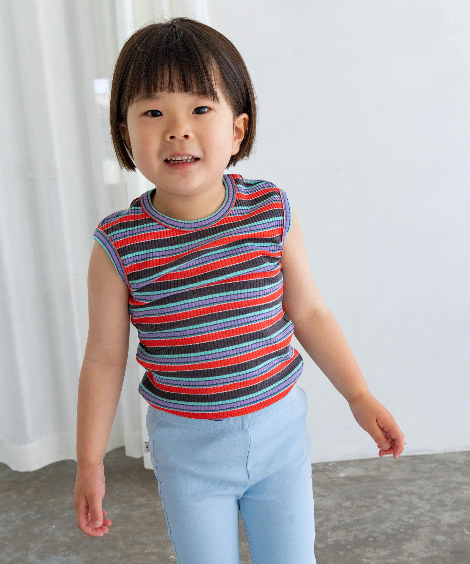 Pippi+Lotta　Multi stripe sleeveless(KIDS) Black L