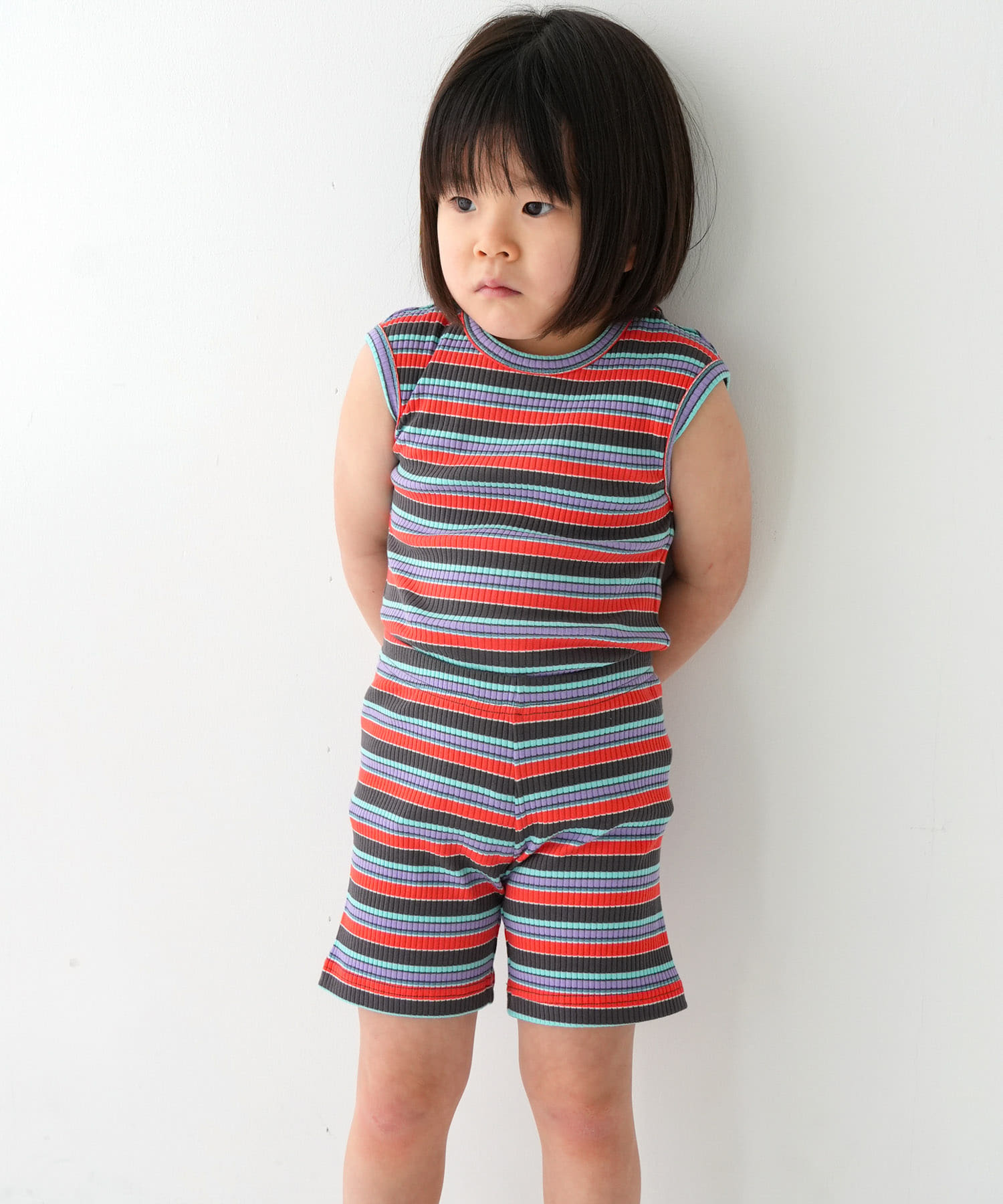 Pippi+Lotta　Multi stripe sleeveless(KIDS) Black L