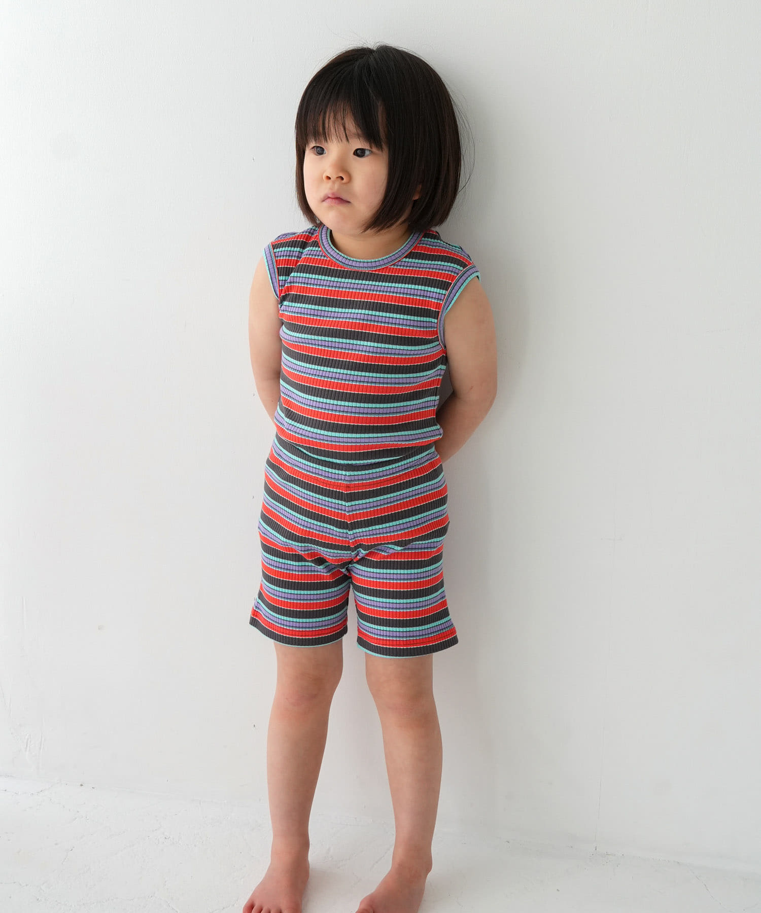 Pippi+Lotta　Multi stripe sleeveless(KIDS) Black L
