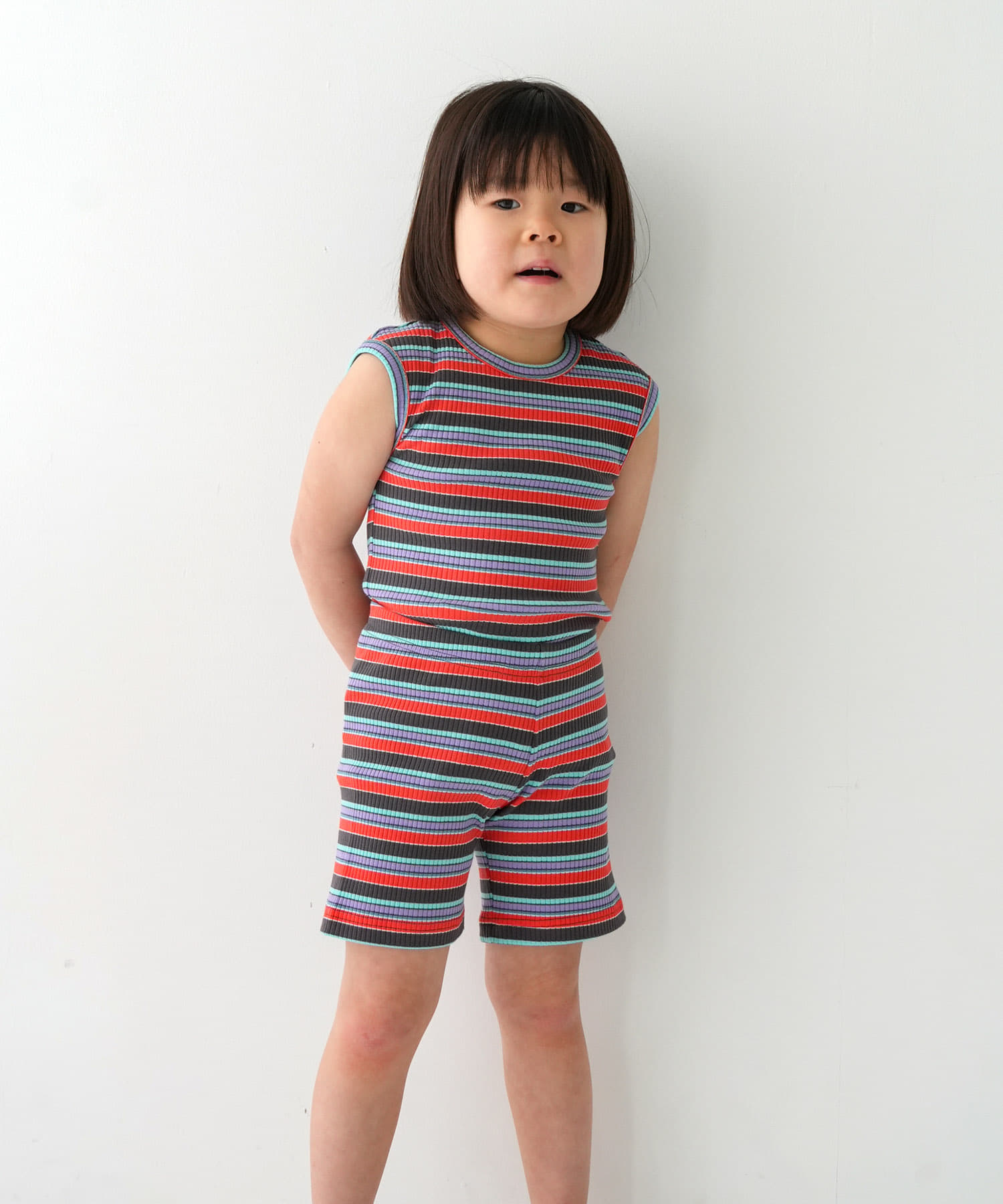 Pippi+Lotta　Multi stripe sleeveless(KIDS) Black XL