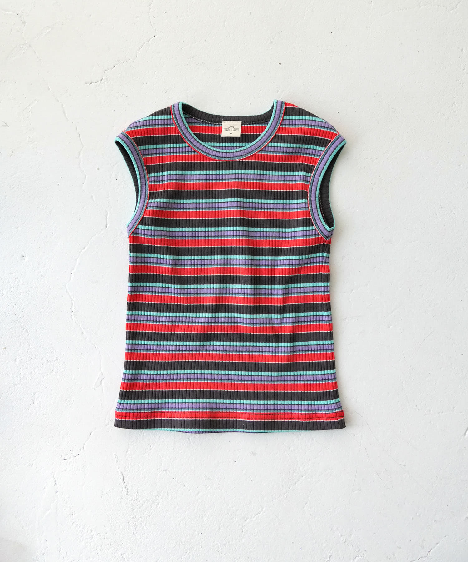 Pippi+Lotta　Multi stripe sleeveless(KIDS) Black XL