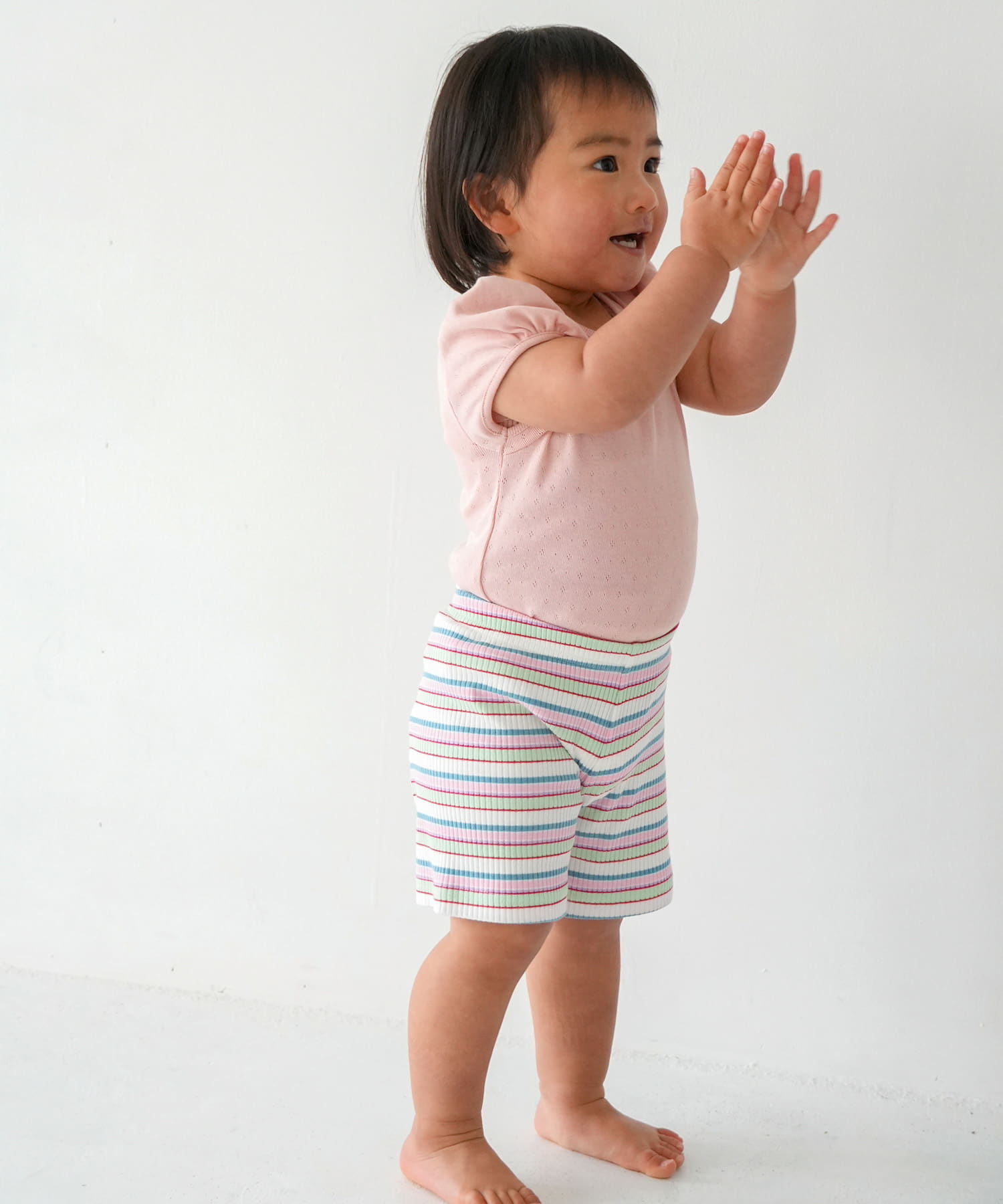Pippi+Lotta　Multi stripe shorts(KIDS) Ivory M