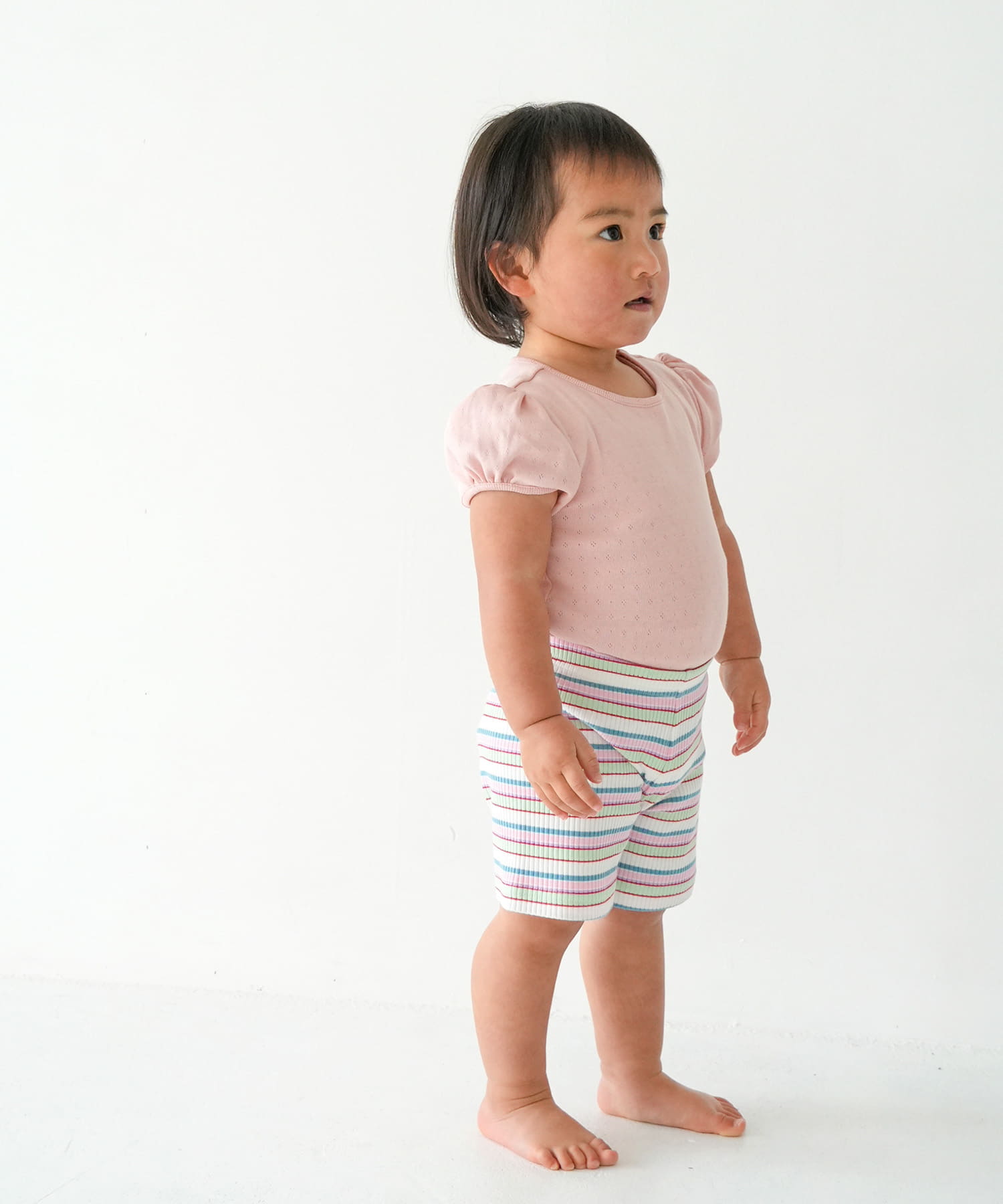 Pippi+Lotta　Multi stripe shorts(KIDS) Ivory M
