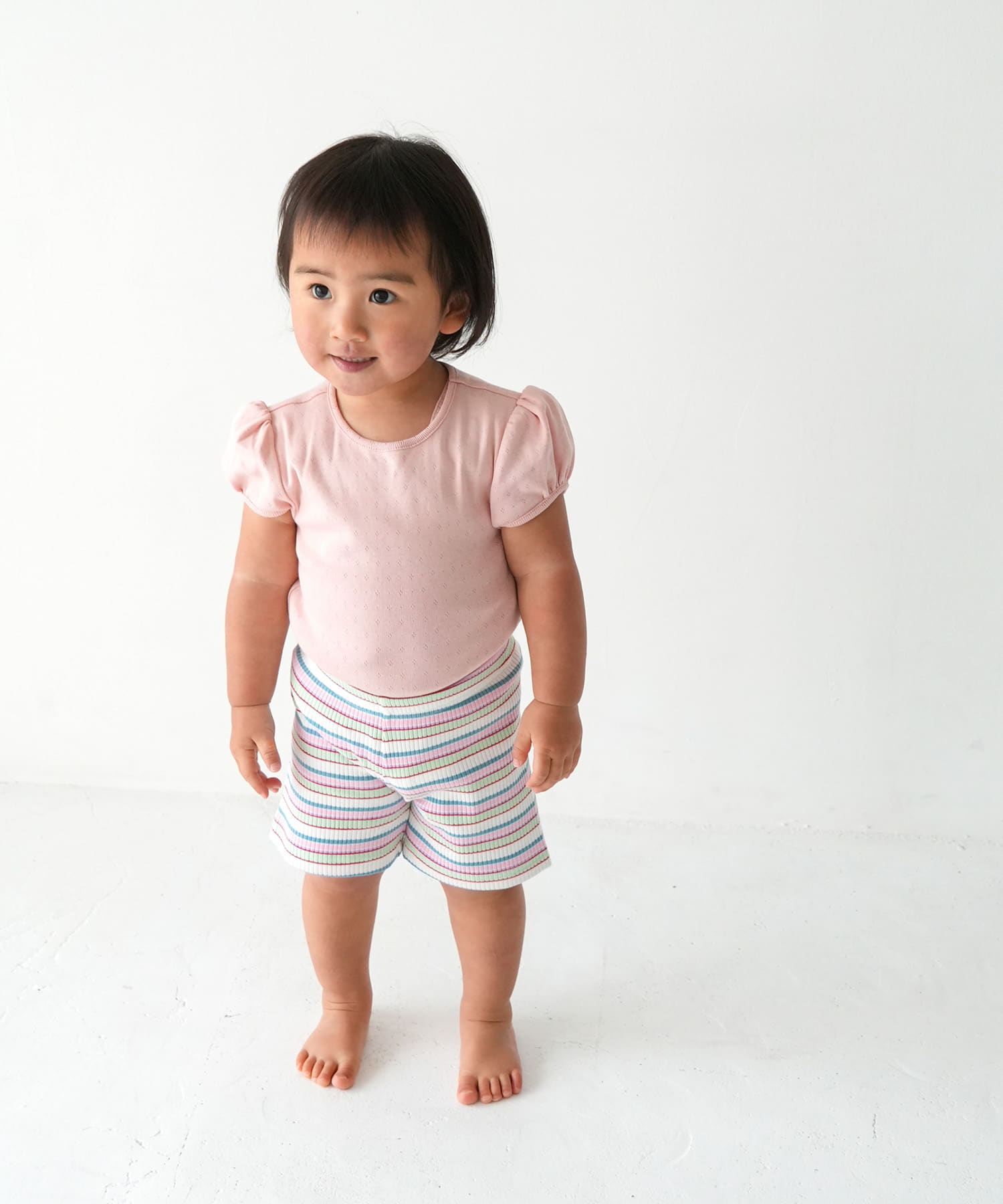 Pippi+Lotta　Multi stripe shorts(KIDS) Ivory M