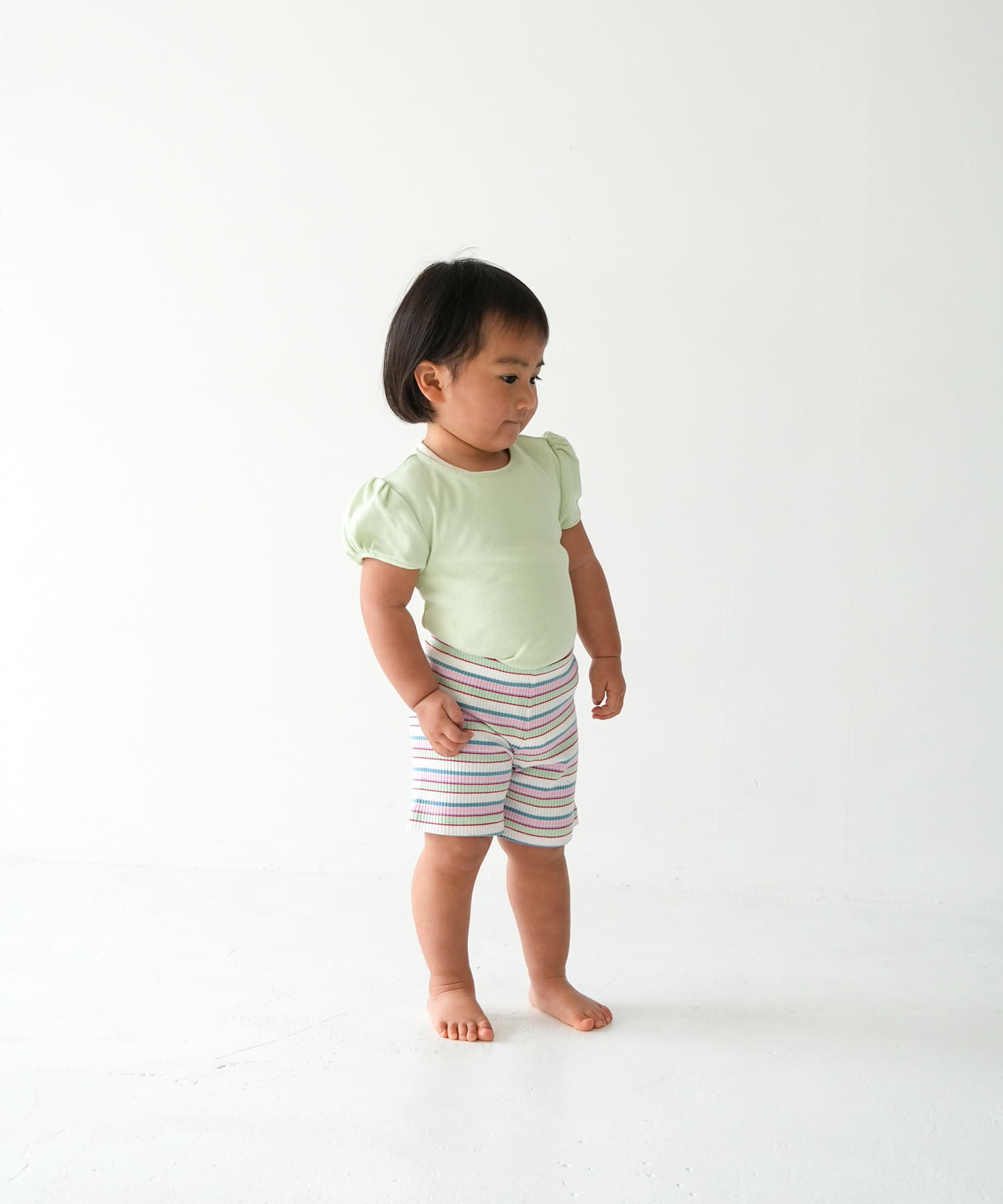 Pippi+Lotta　Multi stripe shorts(KIDS) Ivory L