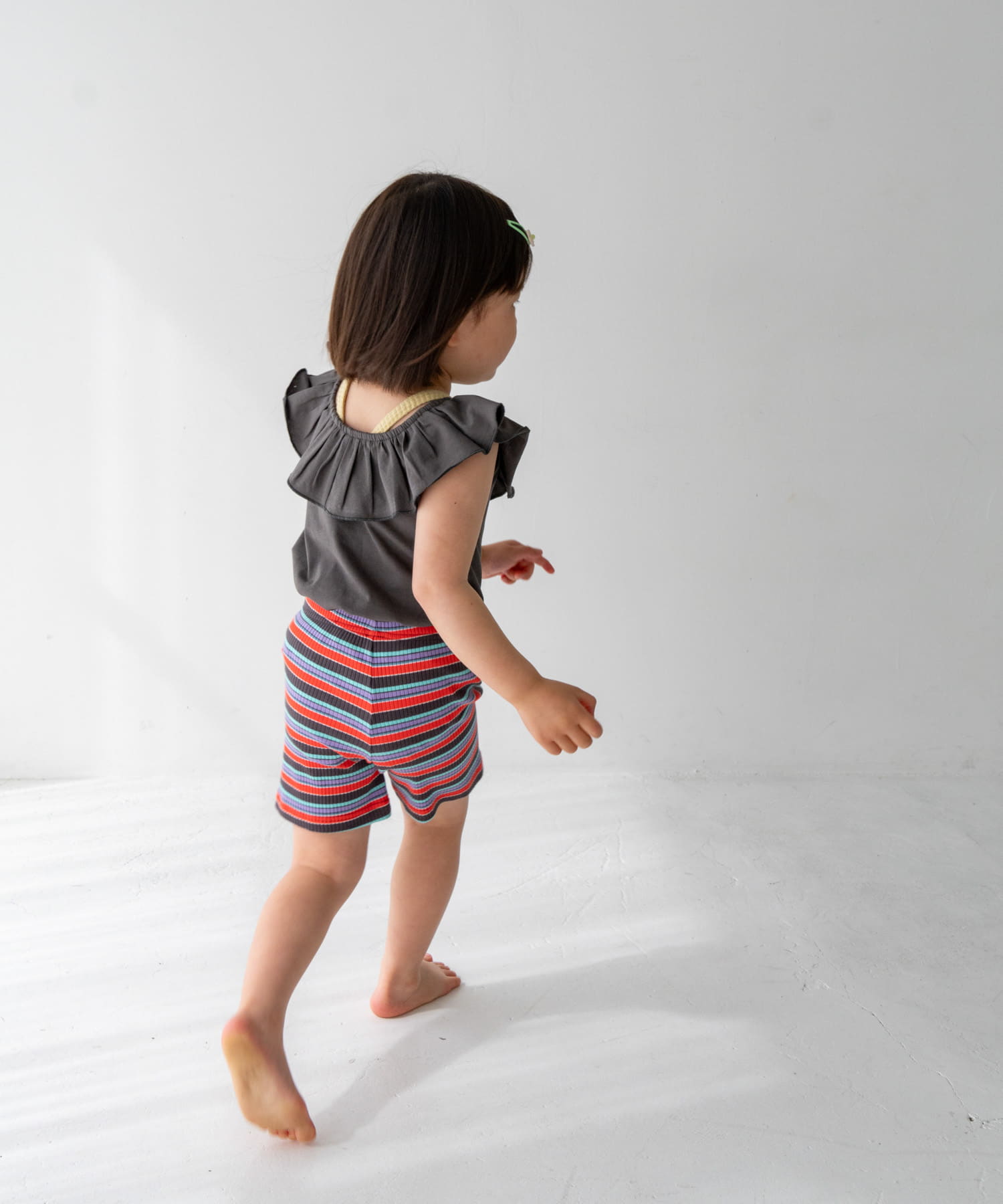 Pippi+Lotta　Multi stripe shorts(KIDS) Black L
