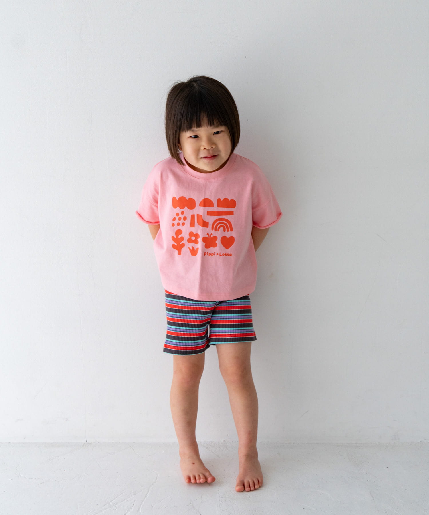 Pippi+Lotta　Multi stripe shorts(KIDS) Black L