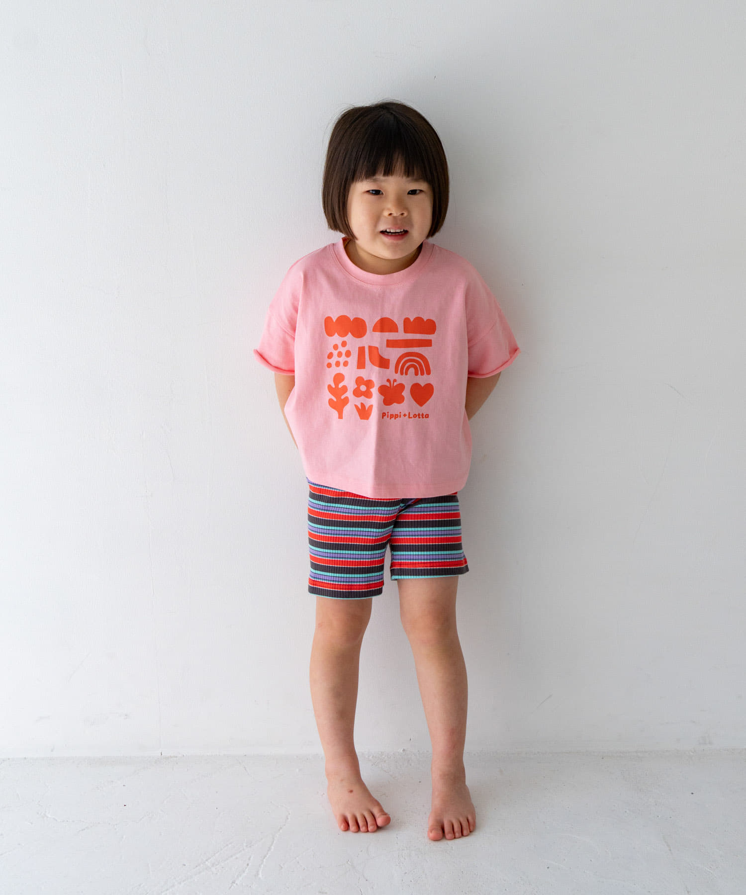 Pippi+Lotta　Multi stripe shorts(KIDS) Black L