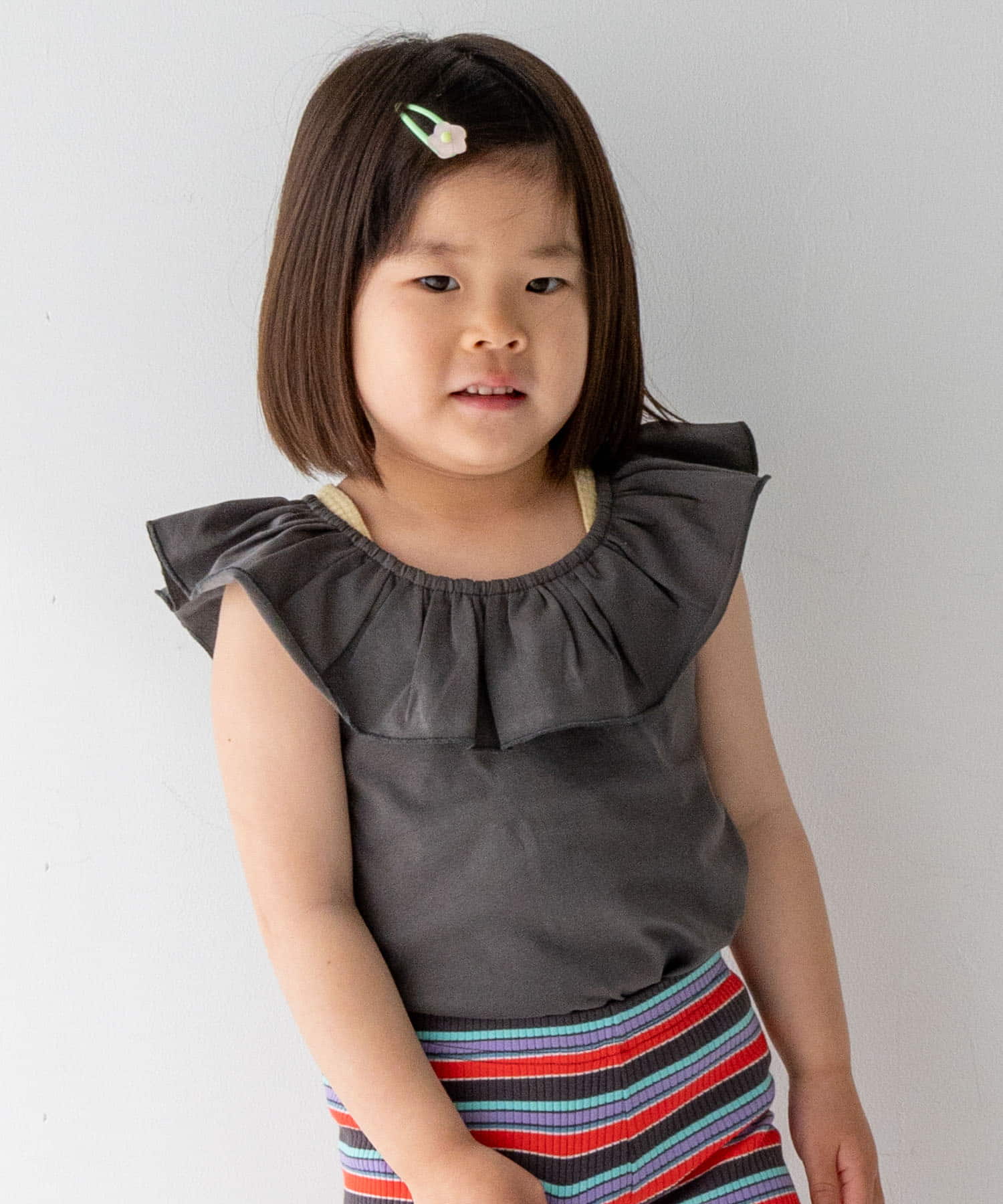Pippi+Lotta　Raffle top(KIDS) Charcoal M
