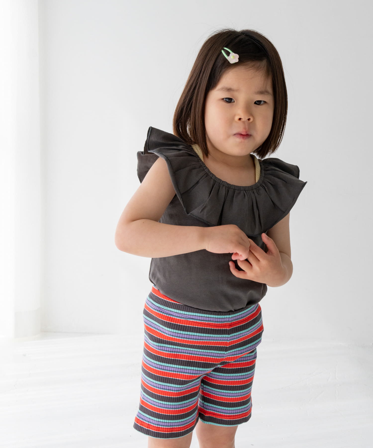 Pippi+Lotta　Raffle top(KIDS) Charcoal M