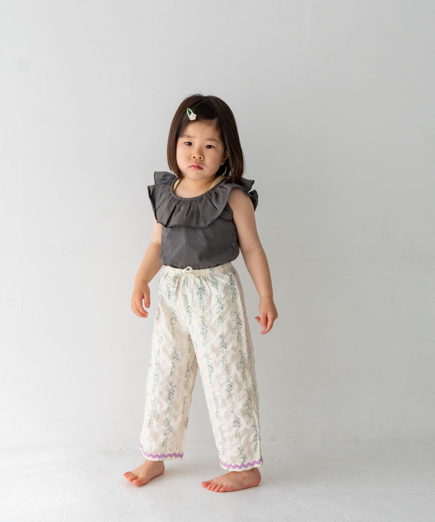 Pippi+Lotta　Raffle top(KIDS) Charcoal L