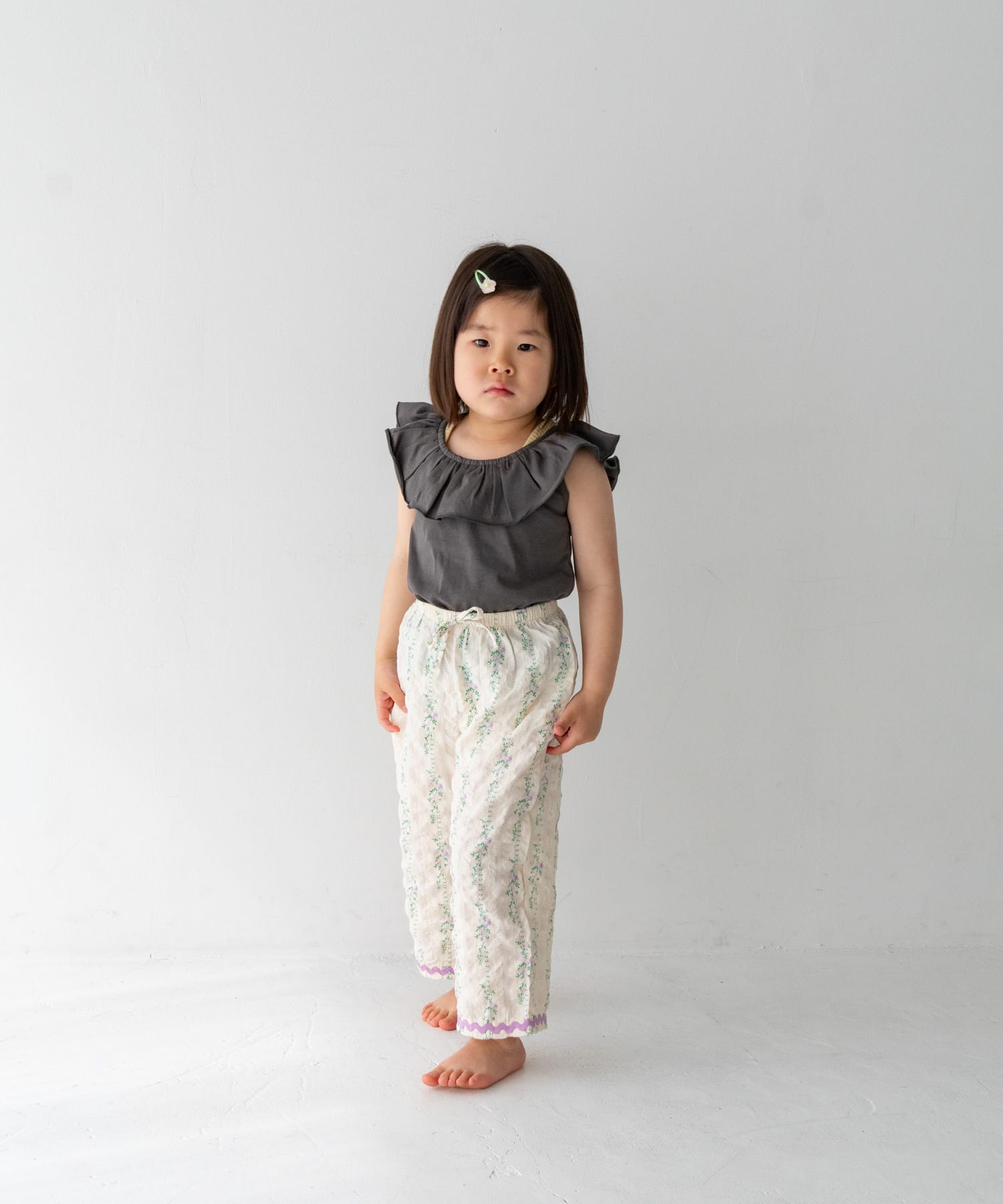 Pippi+Lotta　Raffle top(KIDS) Charcoal L