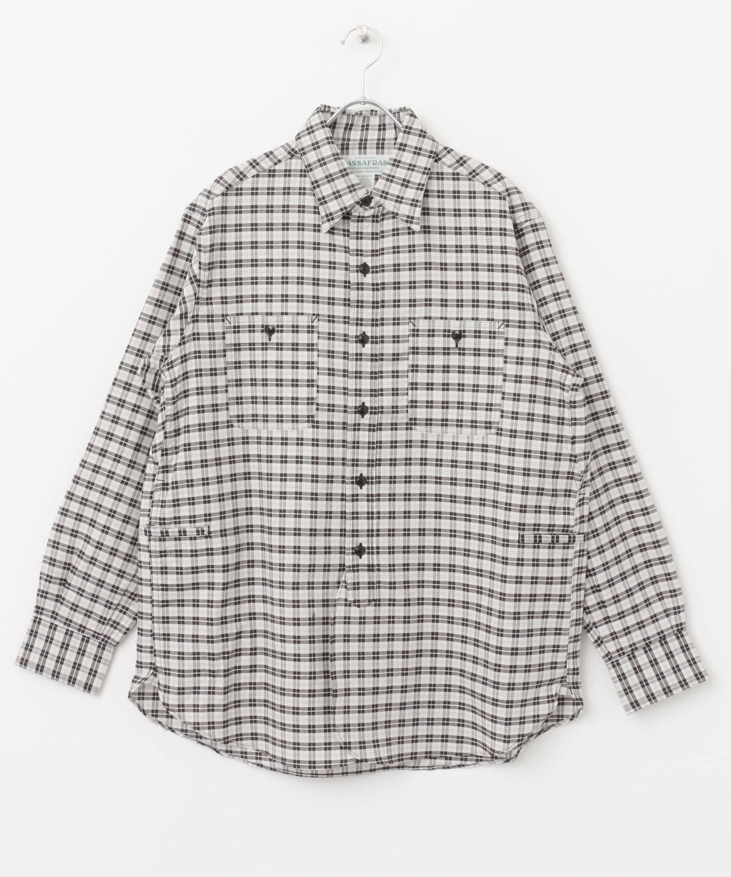 SASSAFRAS Gardening At Night Shirts(S WHT×BLK): トップス