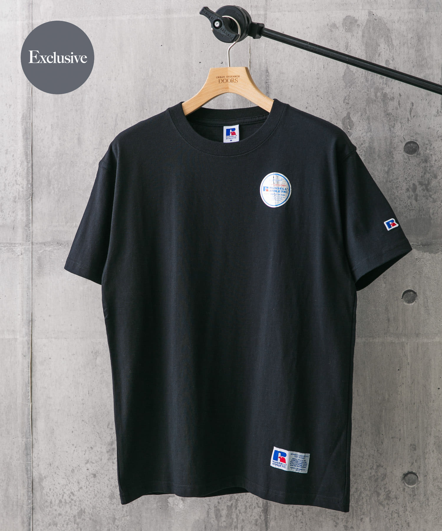 『別注』RUSSELL ATHLETIC×DOORS　USA Cotton Basic Tee BLK M