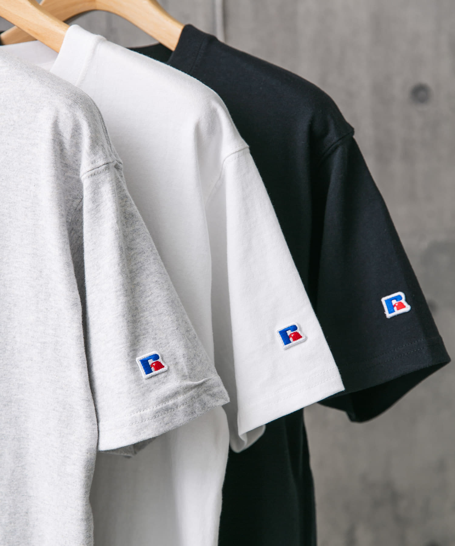 『別注』RUSSELL ATHLETIC×DOORS　USA Cotton Basic Tee ASH L