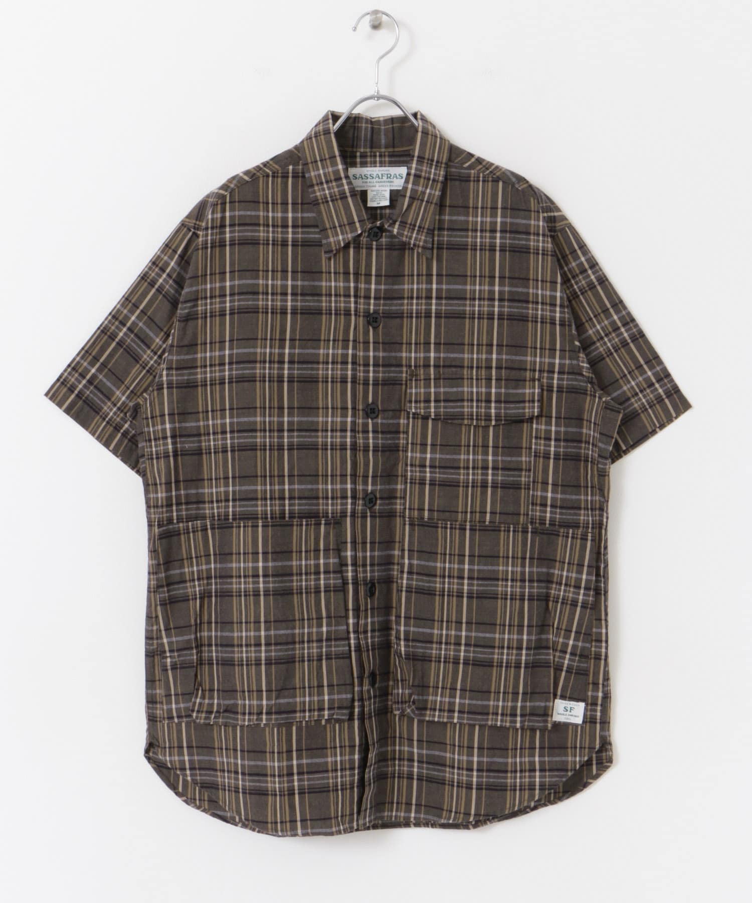 SASSAFRAS Digs Crew Half 1/2(S BlackCheck): トップス｜URBAN