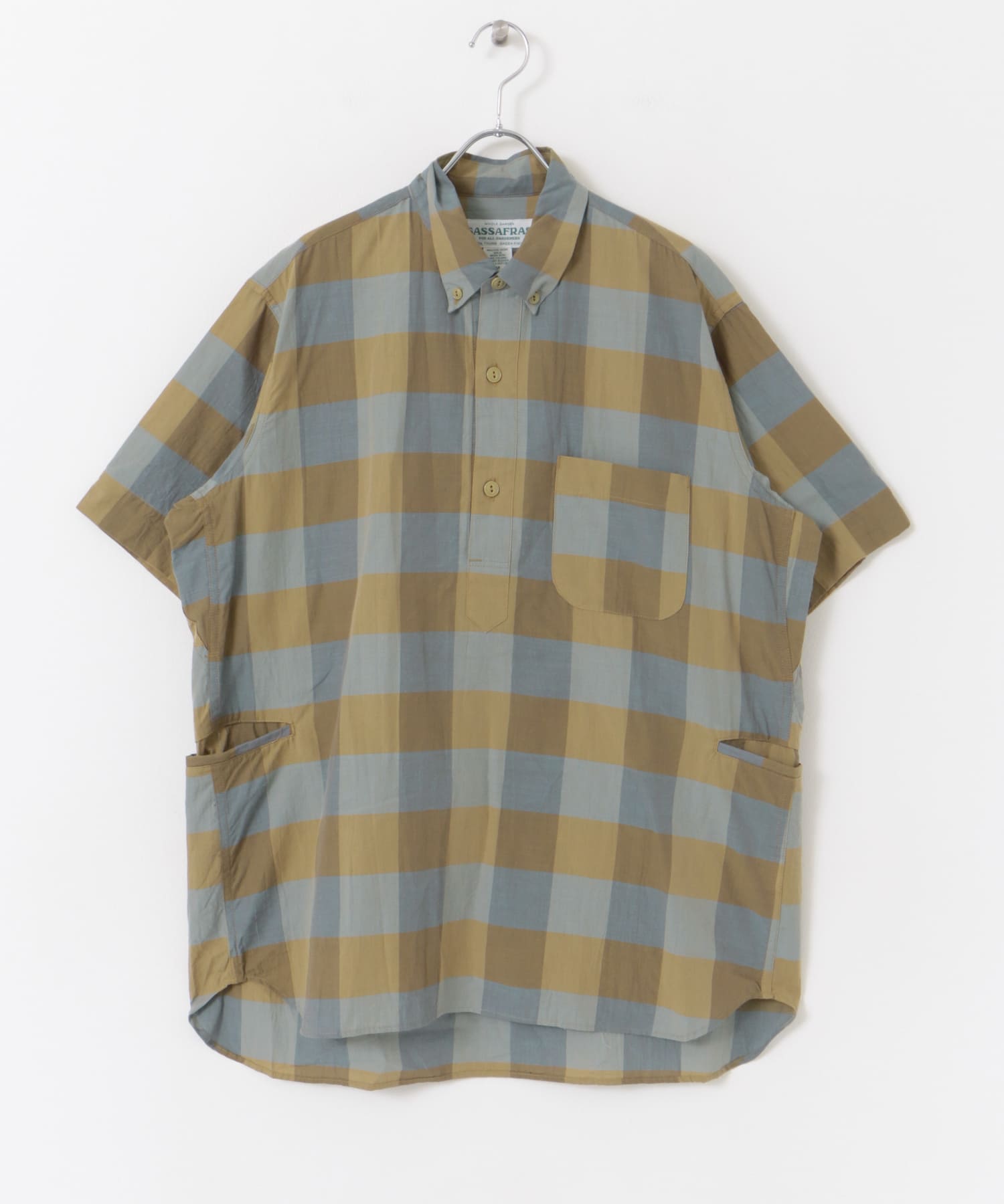 SASSAFRAS　WheelBarrowShellShirts1/2 BeigeCheck M