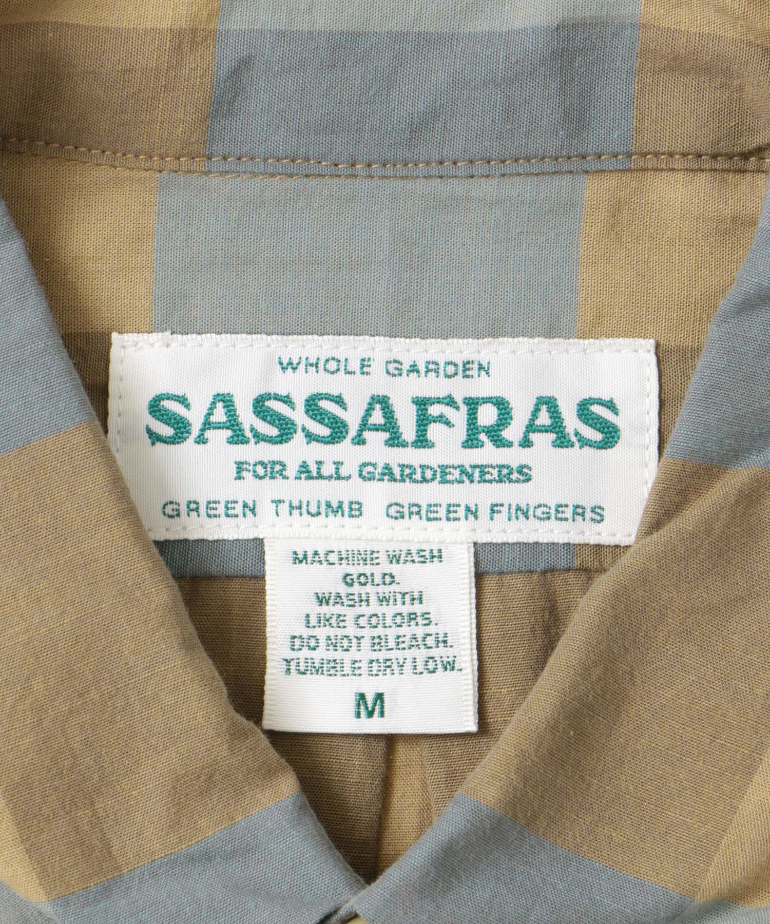 SASSAFRAS　WheelBarrowShellShirts1/2 BeigeCheck M