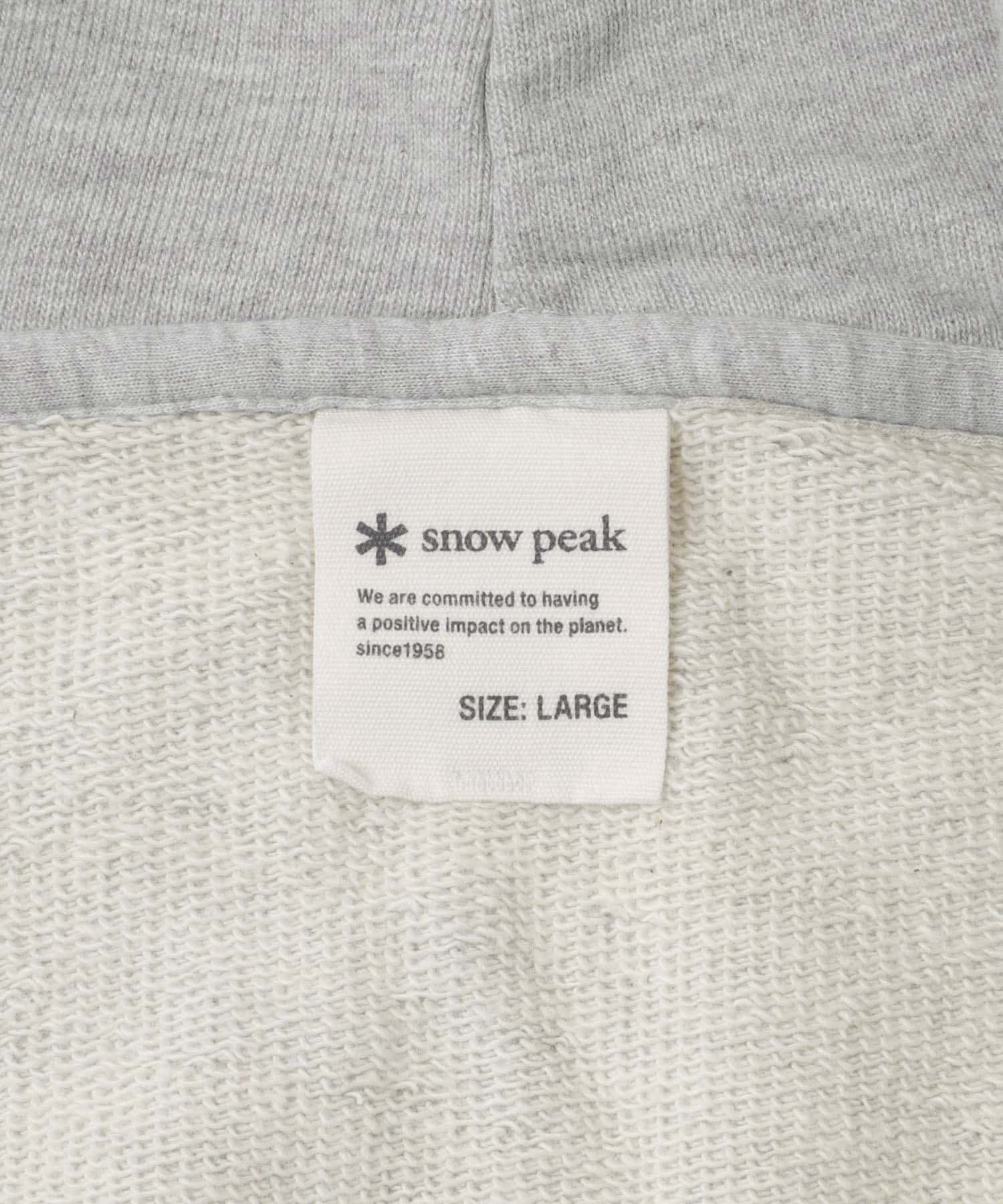 Snow Peak Apparel　RecycledCottonZipUpHoodie M.Grey L