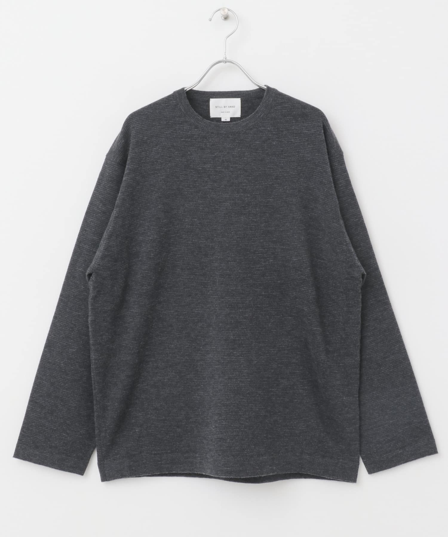 STILL BY HAND　14G striped sweater CHCxGRY 46