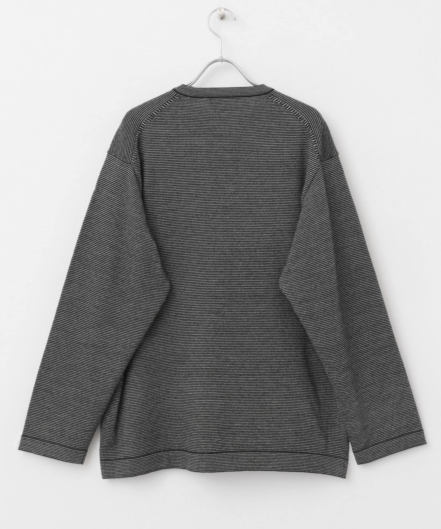 STILL BY HAND　14G striped sweater BLKxWHT 46