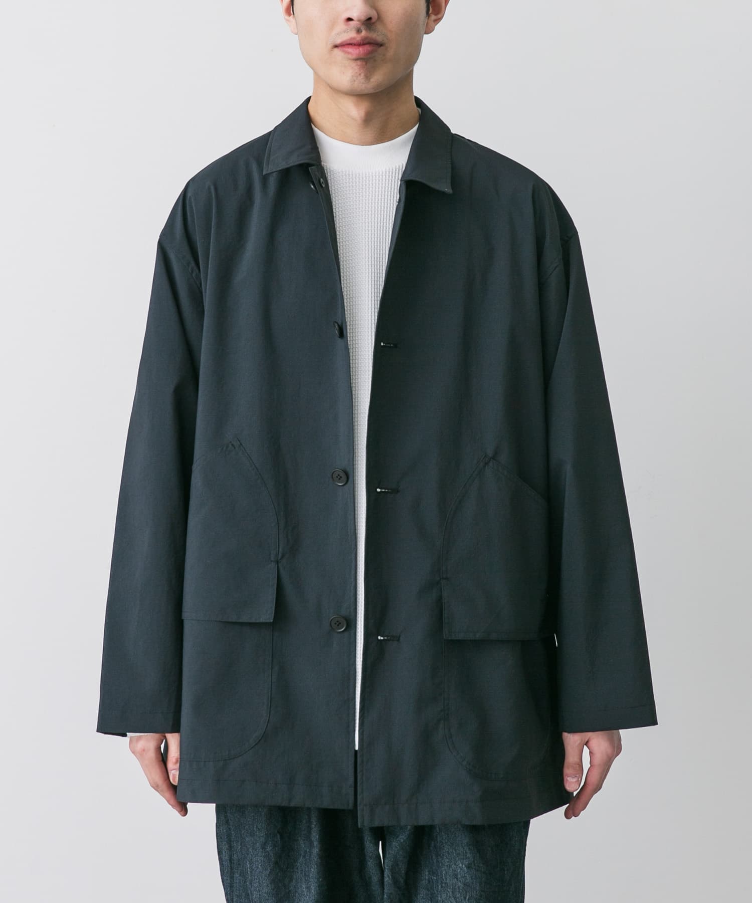 STILL BY HAND Airy half coat(48 INK BLACK): アウター｜URBAN