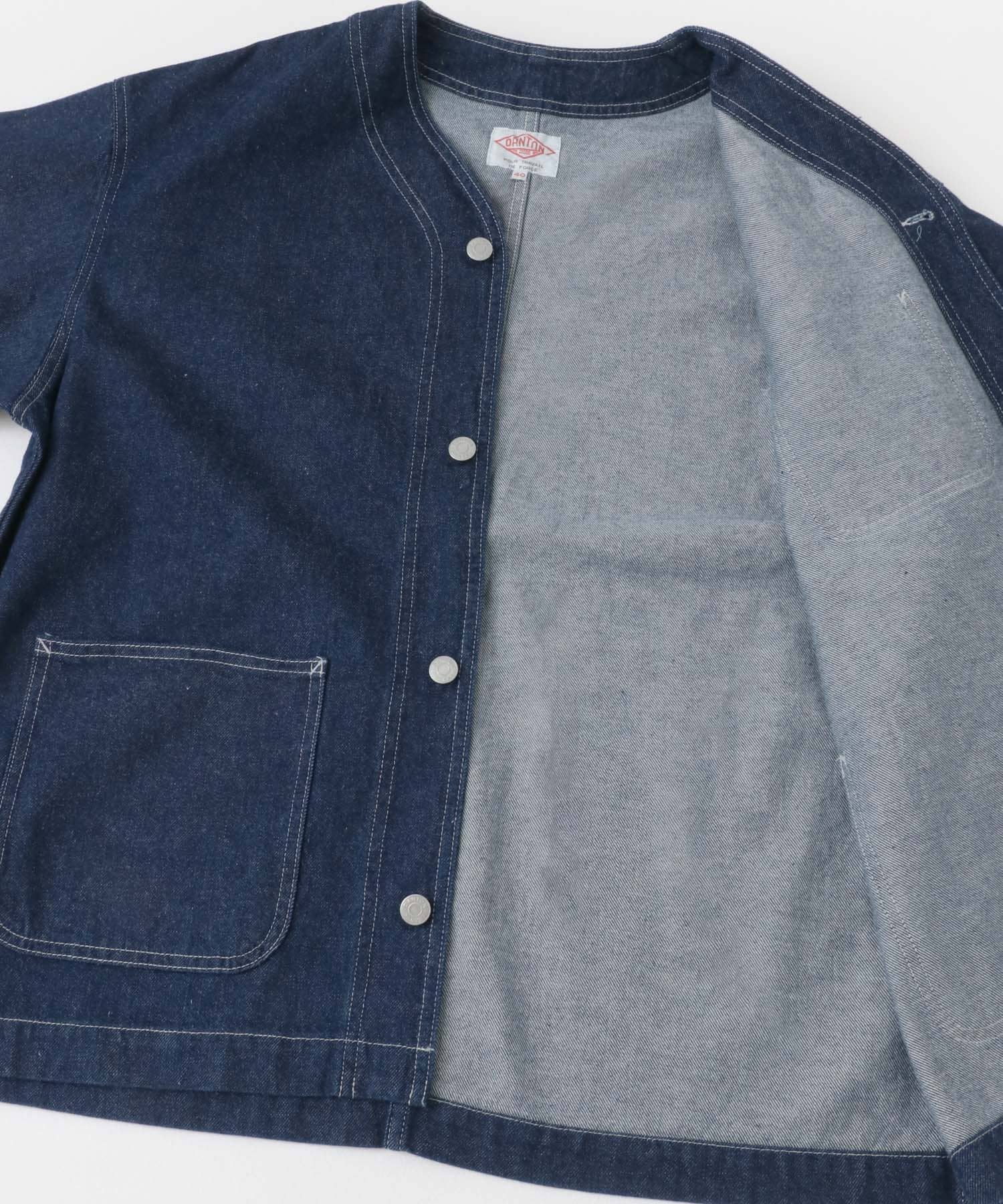 DANTON　COLLARLESS JACKET INDIGO 38