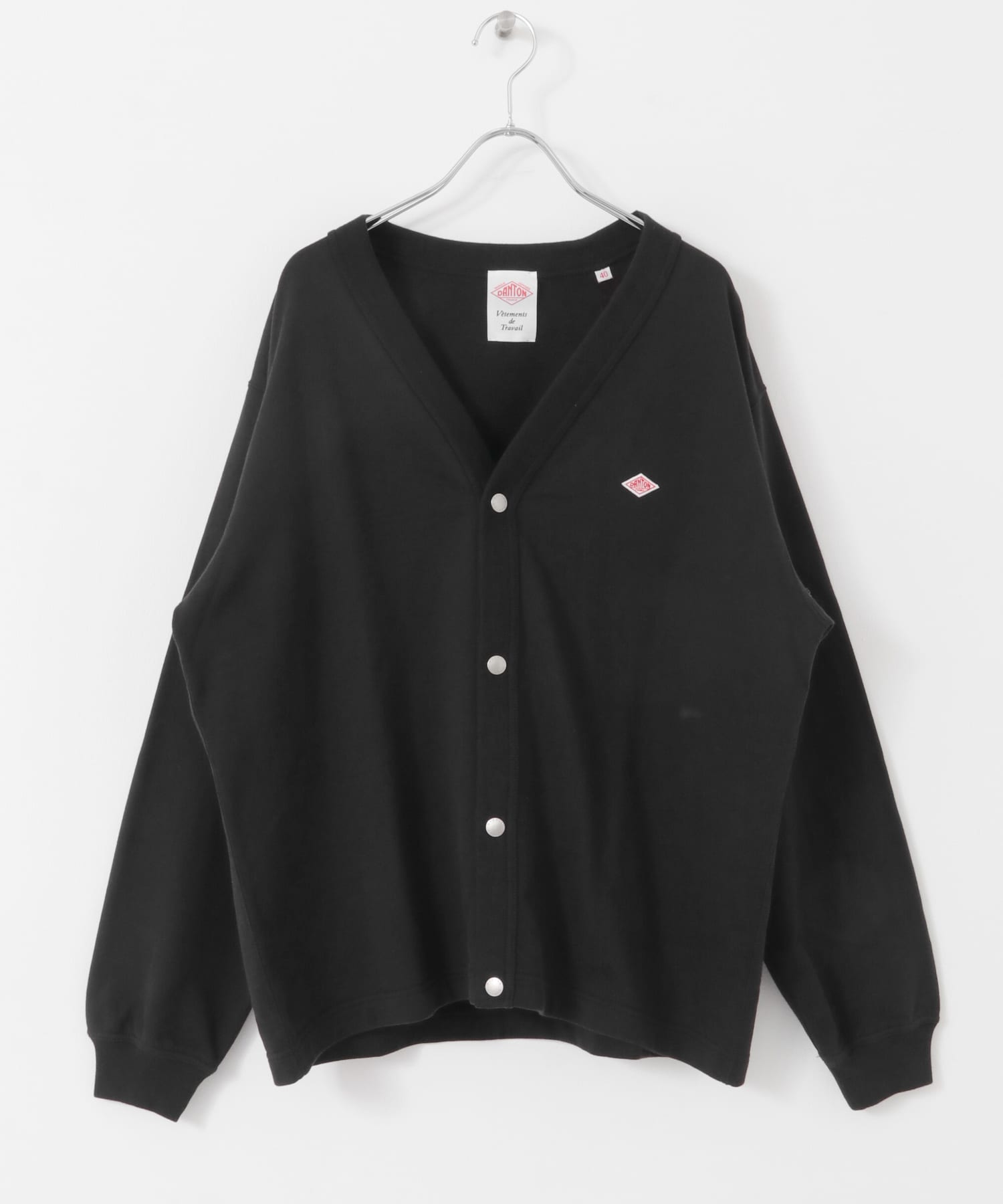 DANTON　DOT BUTTON V-NECK CARDIGAN CHARCOAL 38