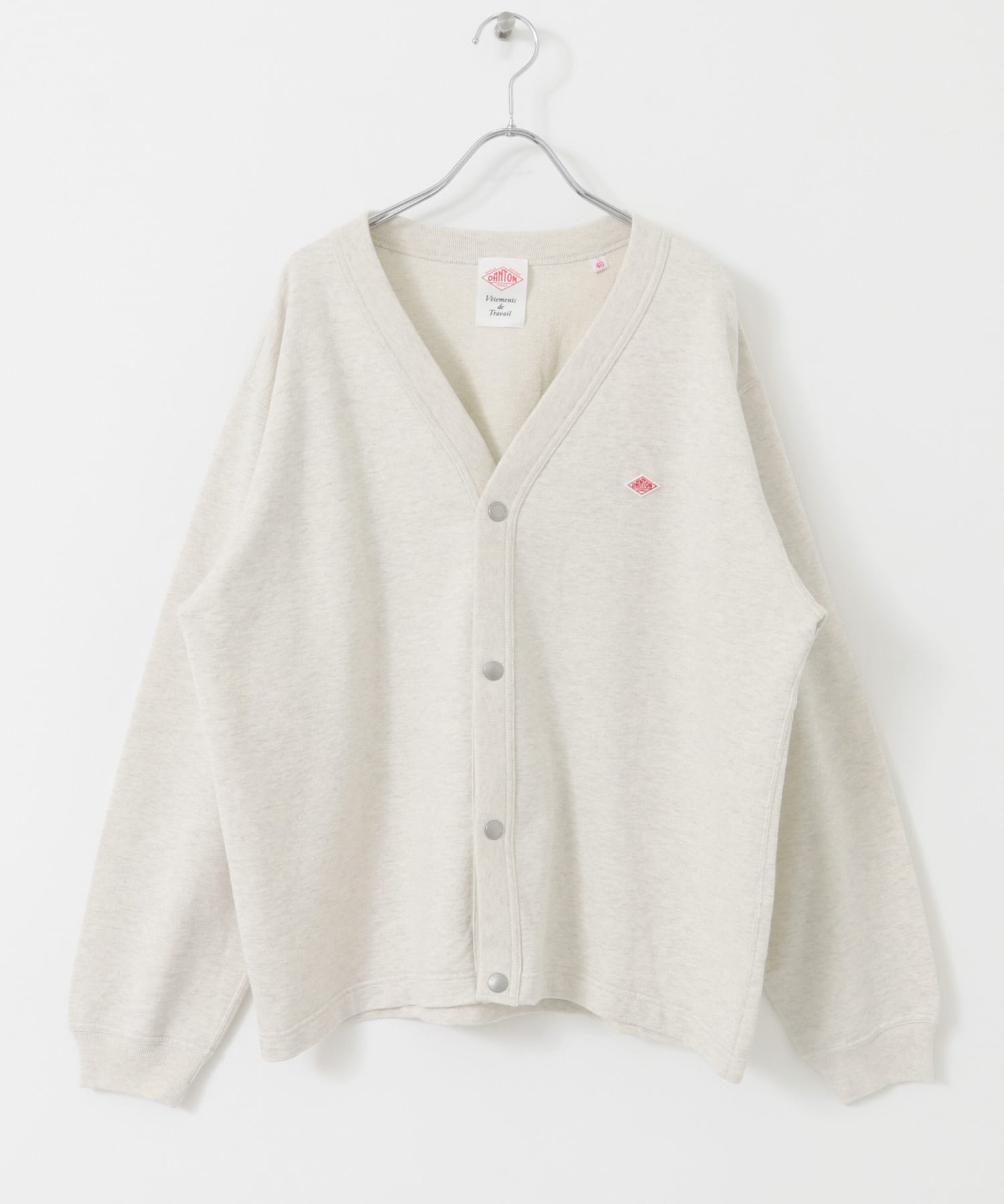 DANTON　DOT BUTTON V-NECK CARDIGAN TOP ECRU 38