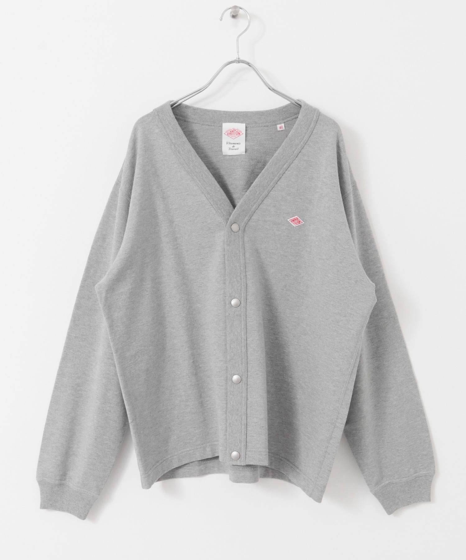 DANTON　DOT BUTTON V-NECK CARDIGAN TOP GREY 38
