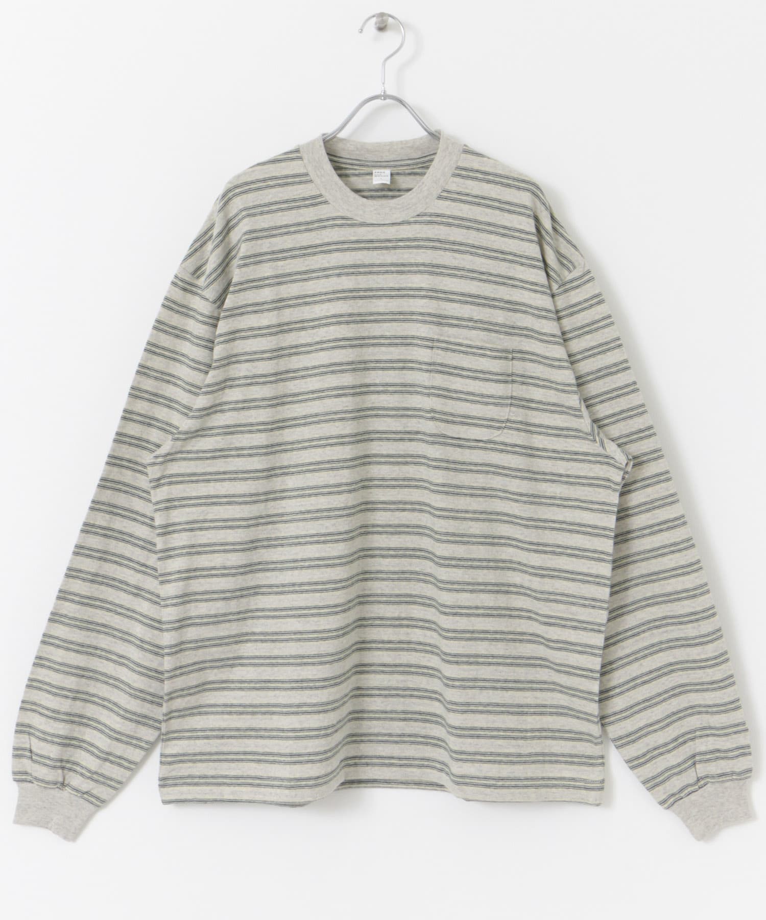 ENDS and MEANS　Pocket Long-Sleeve Tee(Striped) AshGray ST M