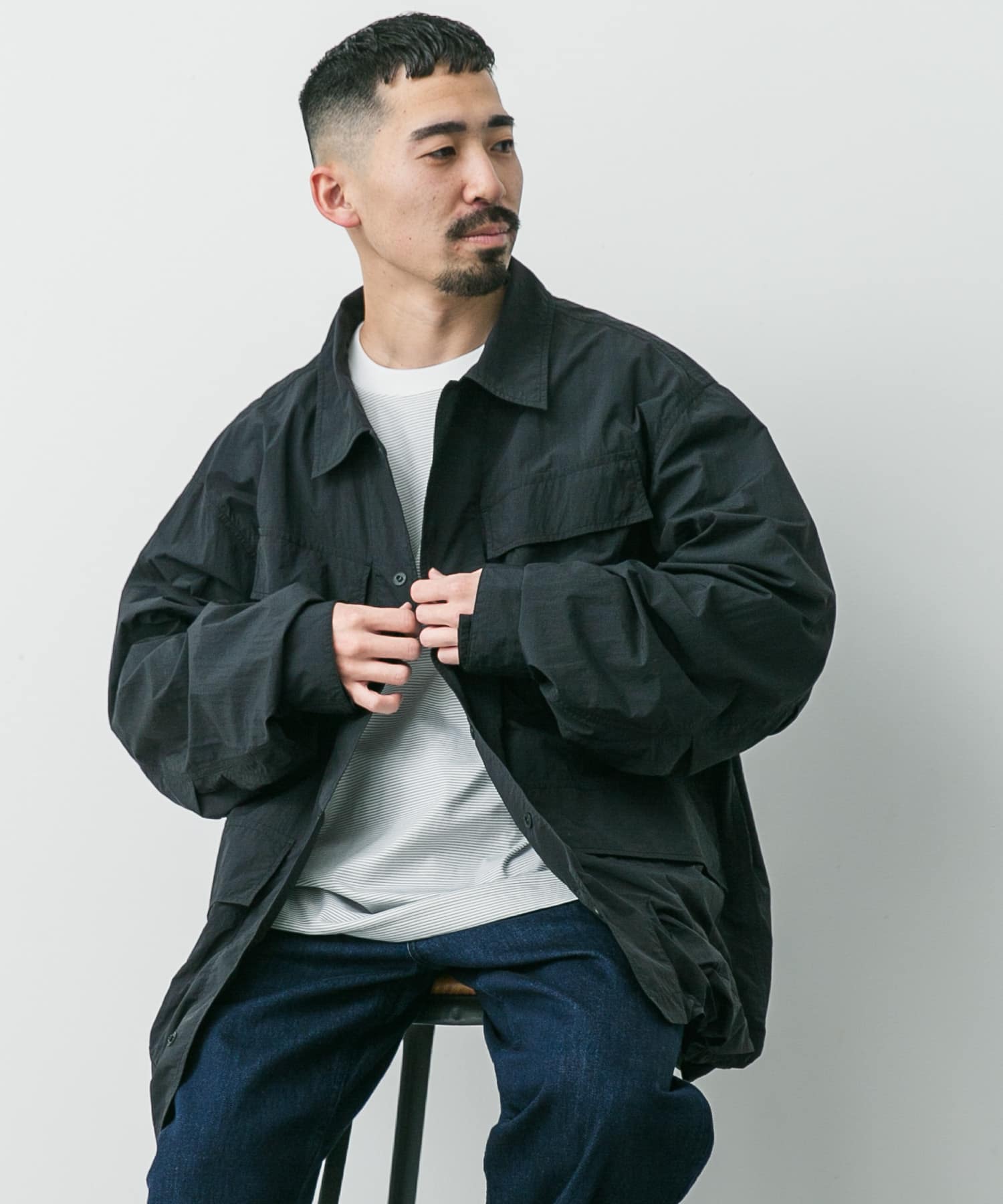 別注』Snow Peak Apparel×DOORS Nylon Tussah Blouson(M BLACK
