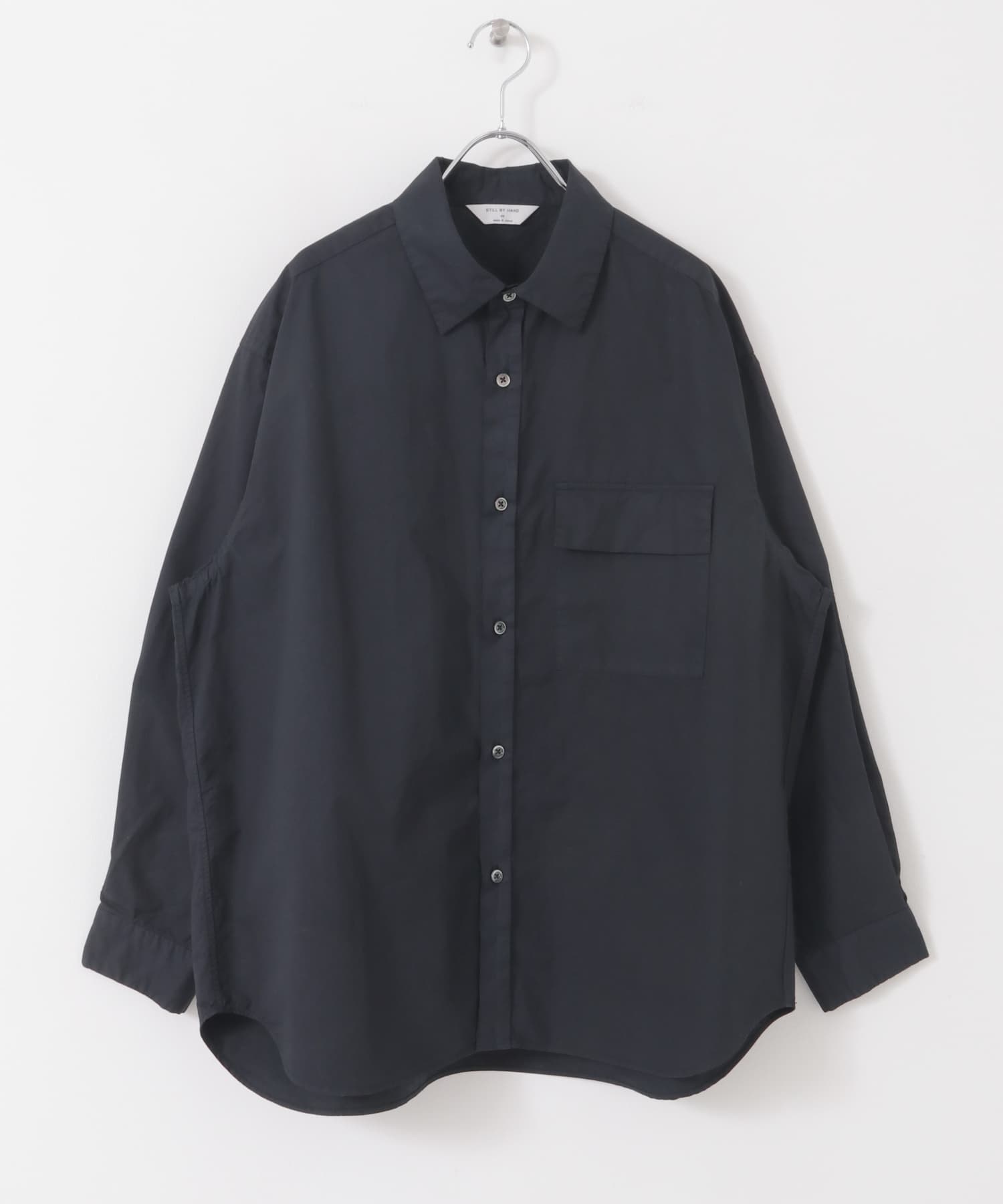 STILL BY HAND オーバーサイズ製品染めツイルシャツ(46 ECRU